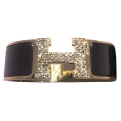 Custom Diamond Hermes Clic Clac H Enamel Bracelet GM France