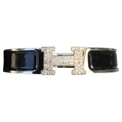 Hermès Black Matte Enamel H Clic Clac Bangle Cuff Metal ref.523692 - Joli  Closet