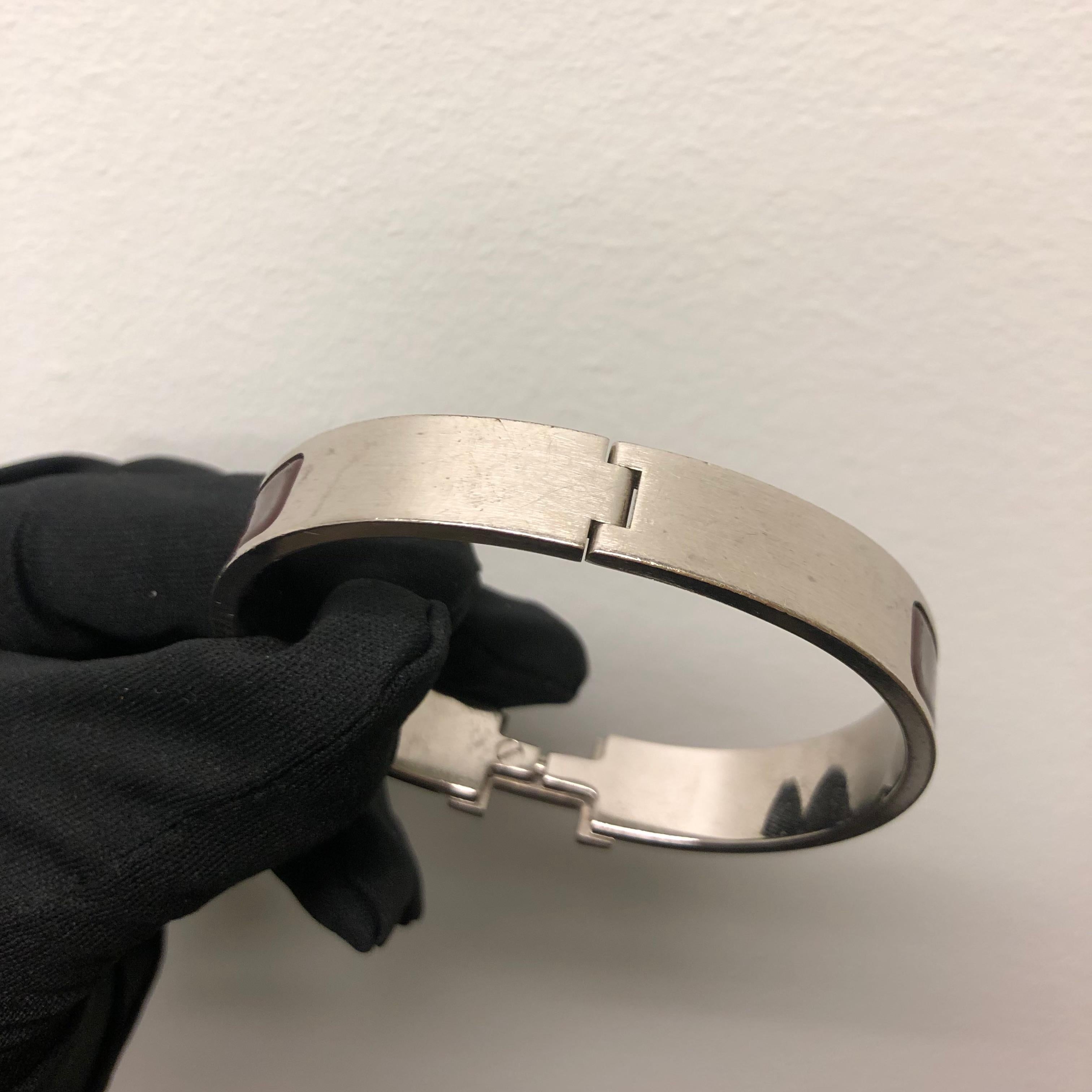 Maßgefertigtes Diamant-Armband Hermes Clic H aus Emaille GM Frankreich im Angebot 2