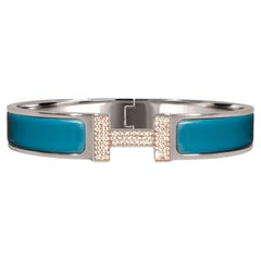 Maßgefertigtes Diamant-Armband Hermes Clic H aus Emaille GM Frankreich