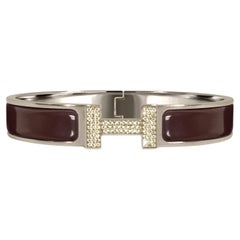 Maßgefertigtes Diamant-Armband Hermes Clic H aus Emaille GM Frankreich