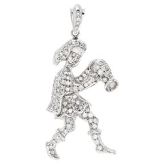 Vintage Custom Diamond Pendant with over 4.50cts in Round Diamond Set in 14k White Gold