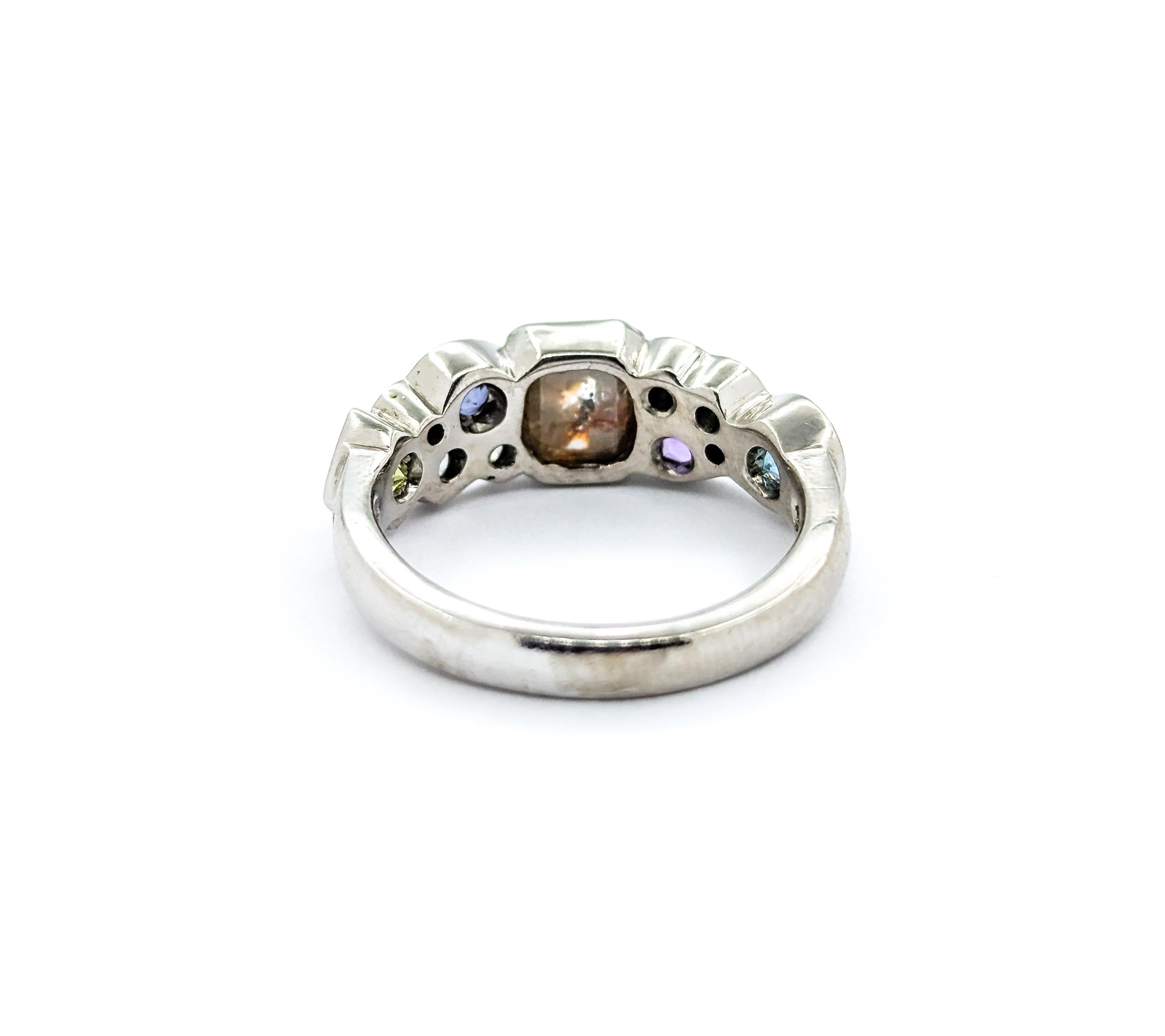 Custom Diamond, Peridot, Amethyst, Lab Alexandrite Palladium Ring 4