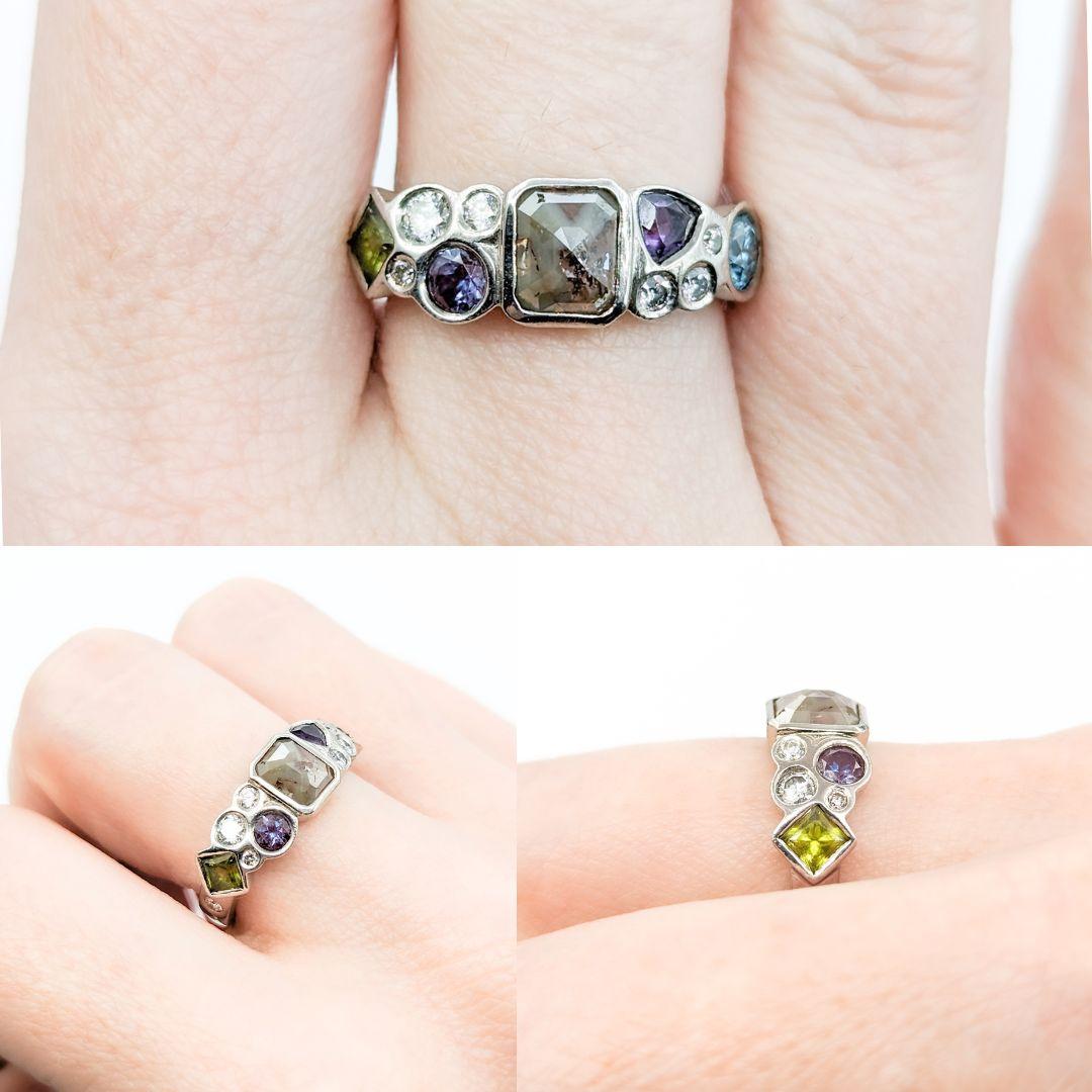 Custom Diamond, Peridot, Amethyst, Lab Alexandrite Palladium Ring

Introducing this beautiful gemstone fashion ring crafted in palladium. The ring features a captivating Peridot, Amethyst, and Lab-Created Alexandrite centerpiece, showcasing the