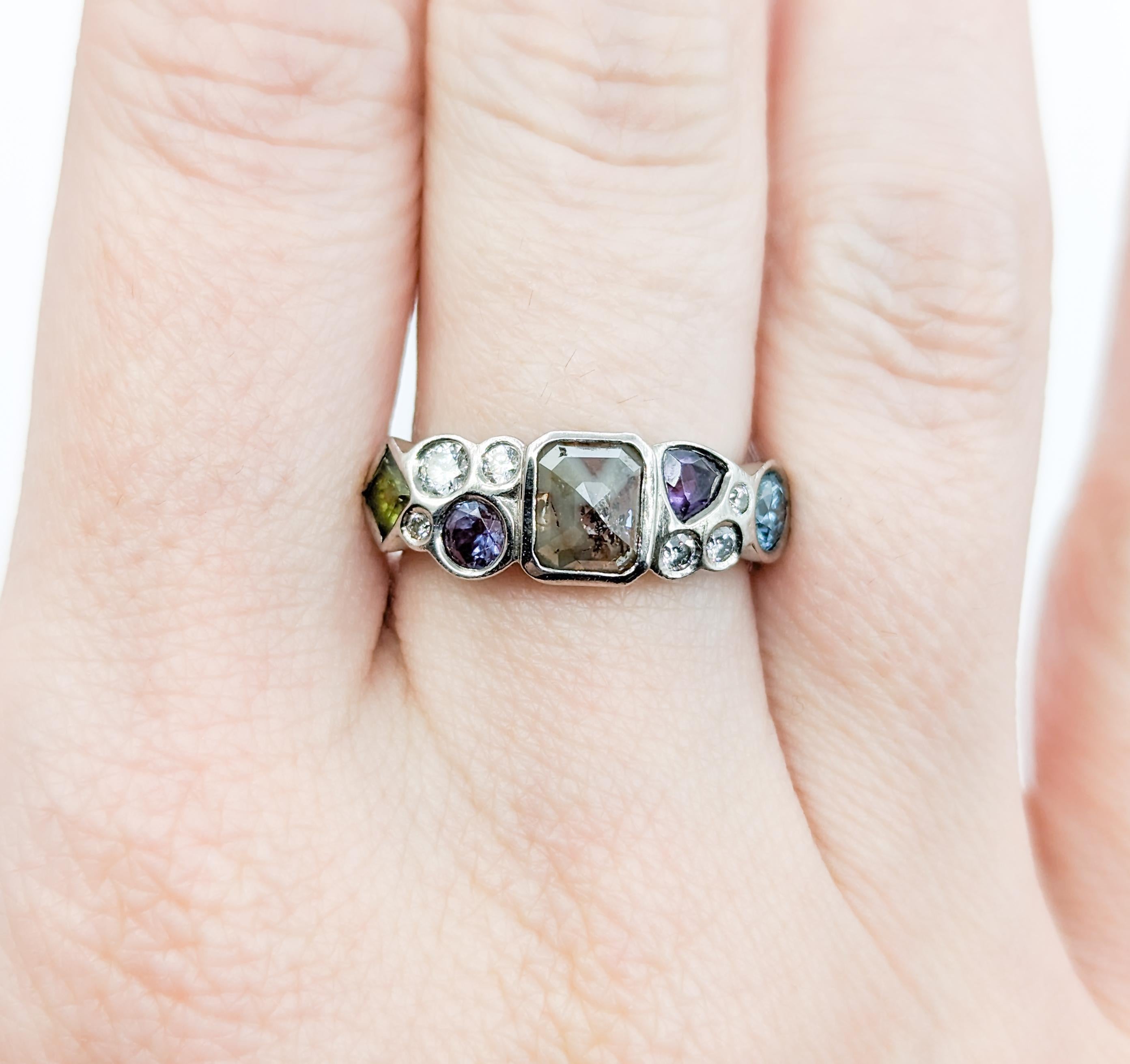 Women's or Men's Custom Diamond, Peridot, Amethyst, Lab Alexandrite Palladium Ring