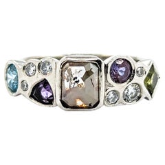 Custom Diamond, Peridot, Amethyst, Lab Alexandrite Palladium Ring