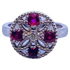 Custom Diamond 
Ruby White Gold Ring