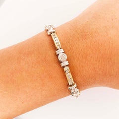 Custom Diamond Tennis Bracelet, 3.00 Carat Diamond Two-Tone 14K Gold Bracelet