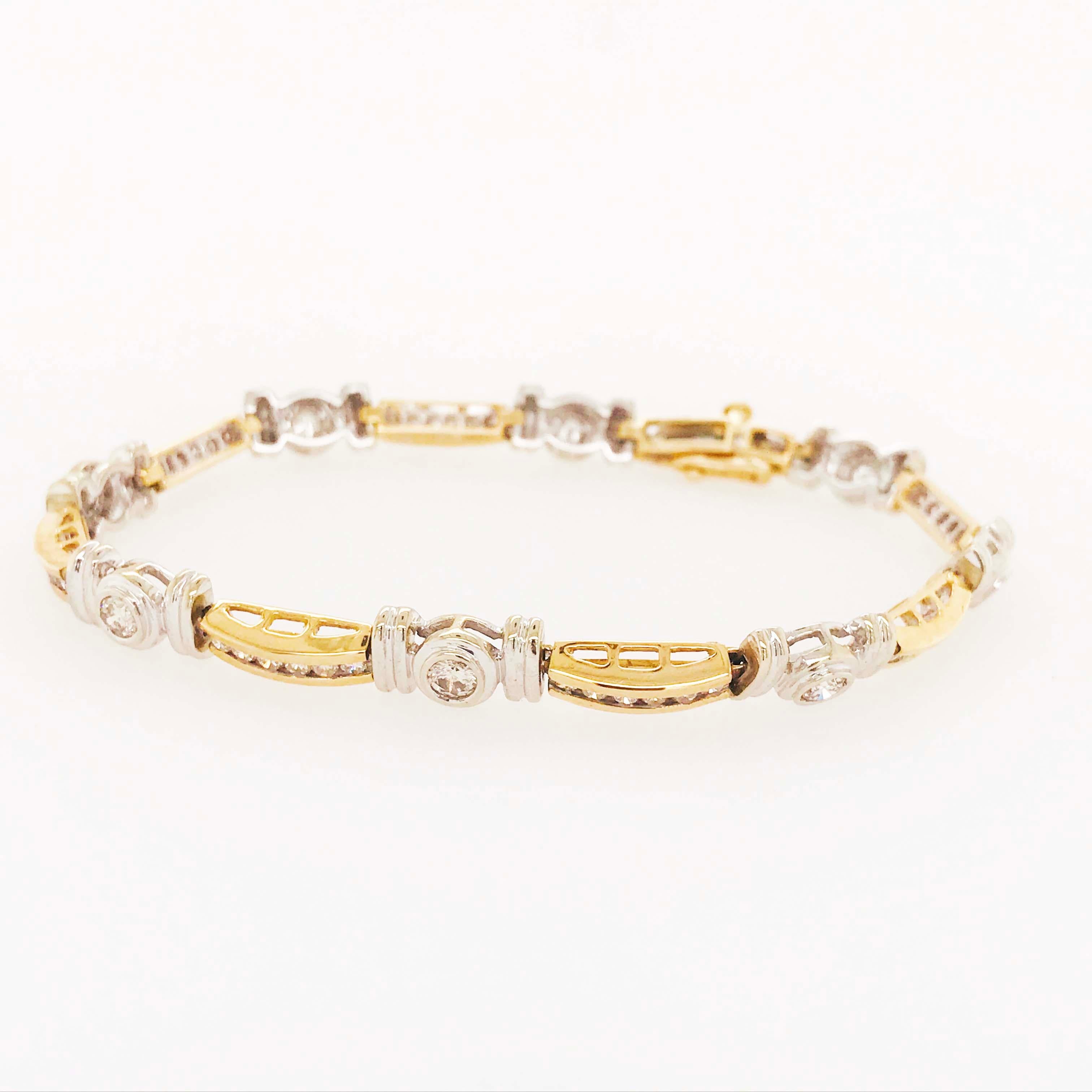 two tone diamond tennis bracelet