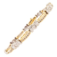 Bracelet tennis personnalisé en or 14 carats bicolore avec diamants de 3,00 carats