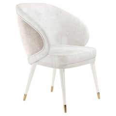Chaise de salle à manger personnalisée en velours résistant au mohair et finition laquée blanche