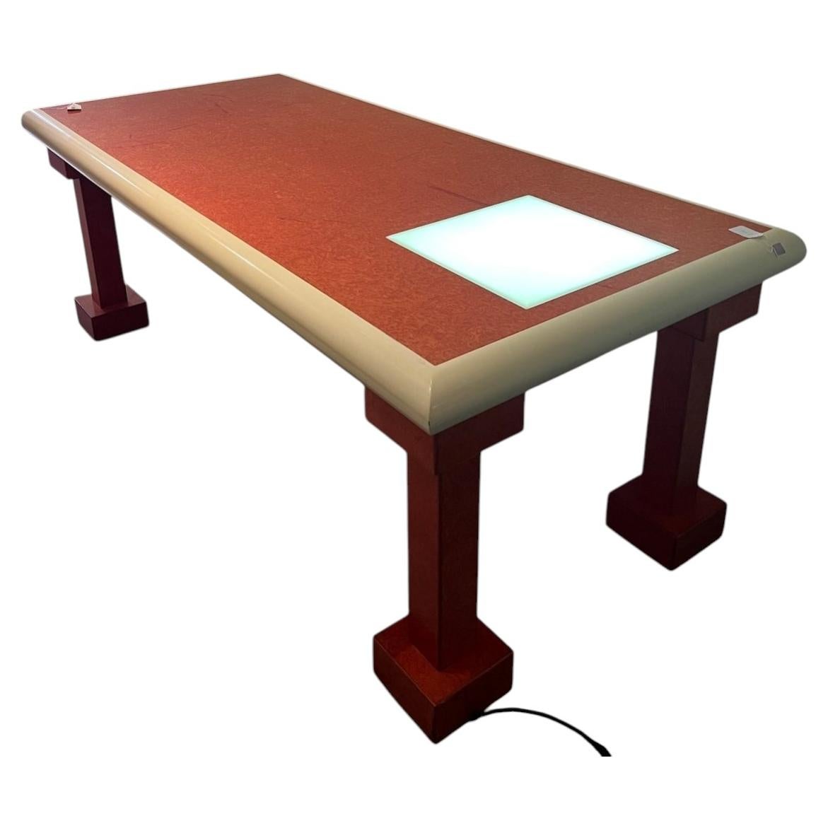 Custom Dining  Library Table with Illuminating Panel For Sale