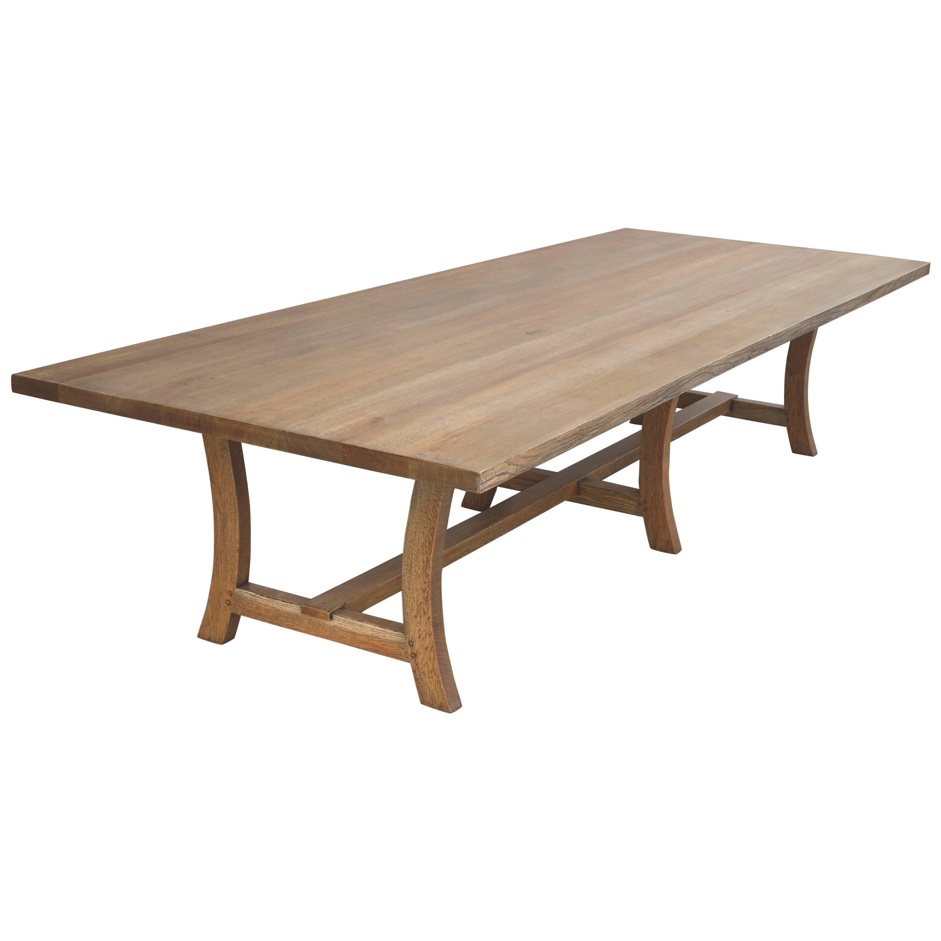 CustomMade Rift White Oak Dining Table in a Pickled Grey Finish For