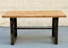 Table de salle à manger personnalisée avec patine dorée et Wood Wood récupéré