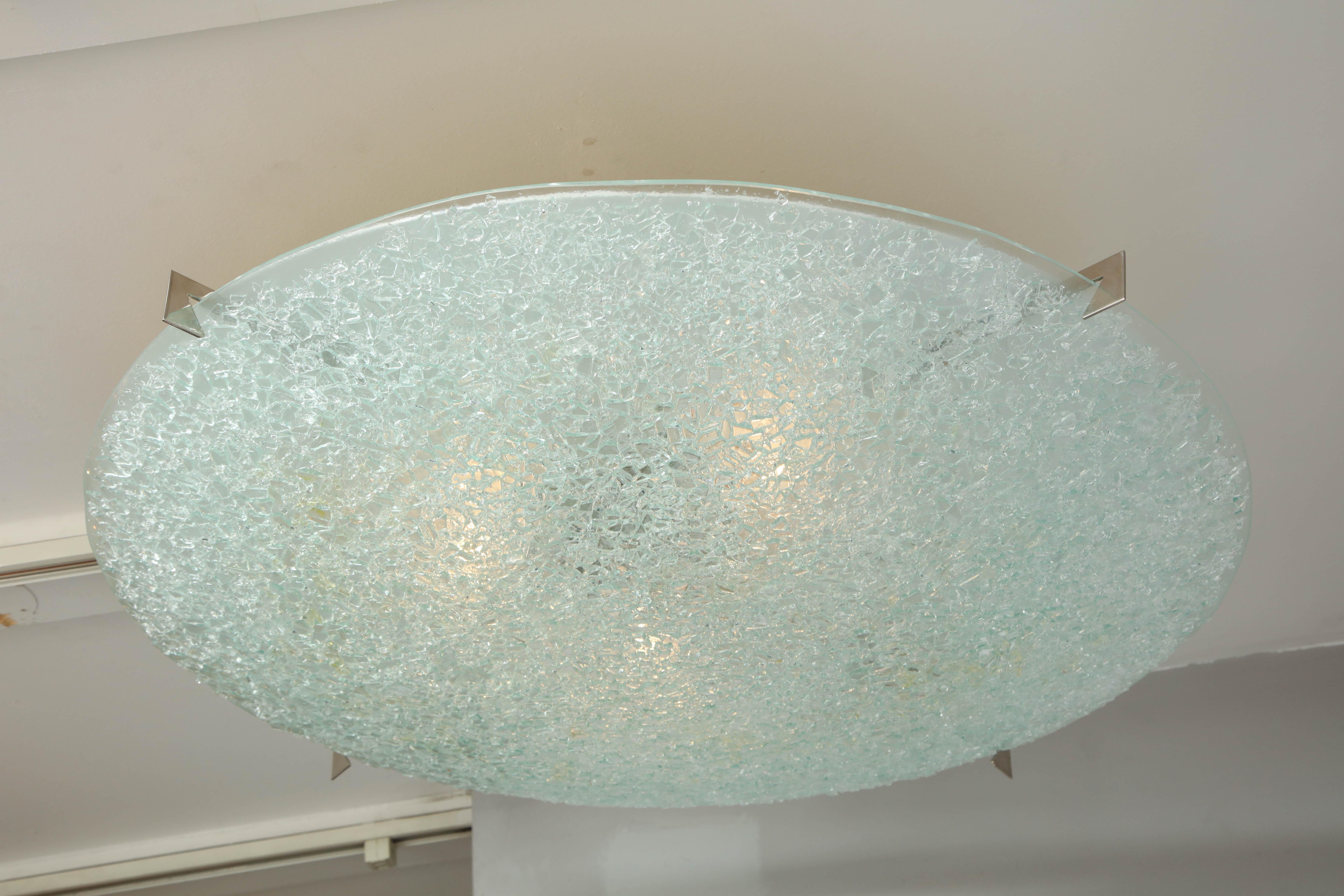 Mid-Century Modern Dome Glass Flush Mount Light Fixture