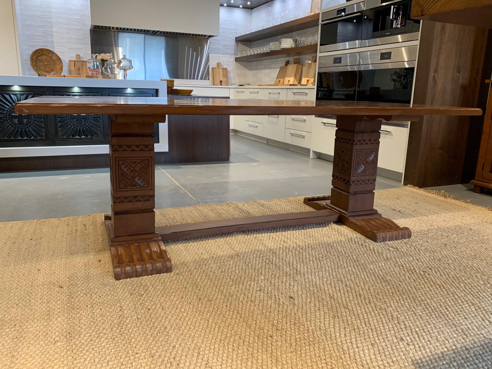 Hardwood Custom Double Pedestal Table For Sale