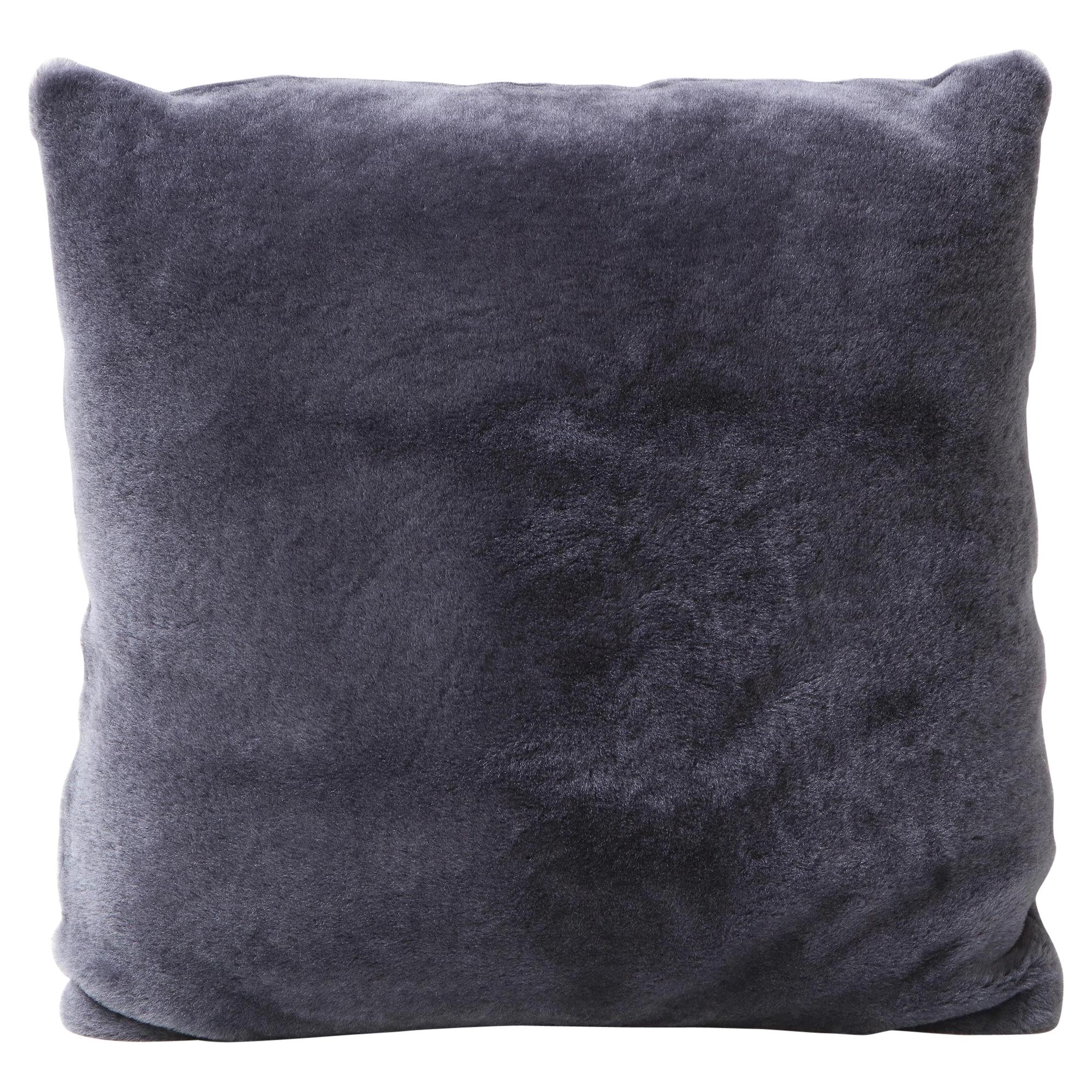 Custom Double Sided Merino Shearling Pillow in Purple Grey Color