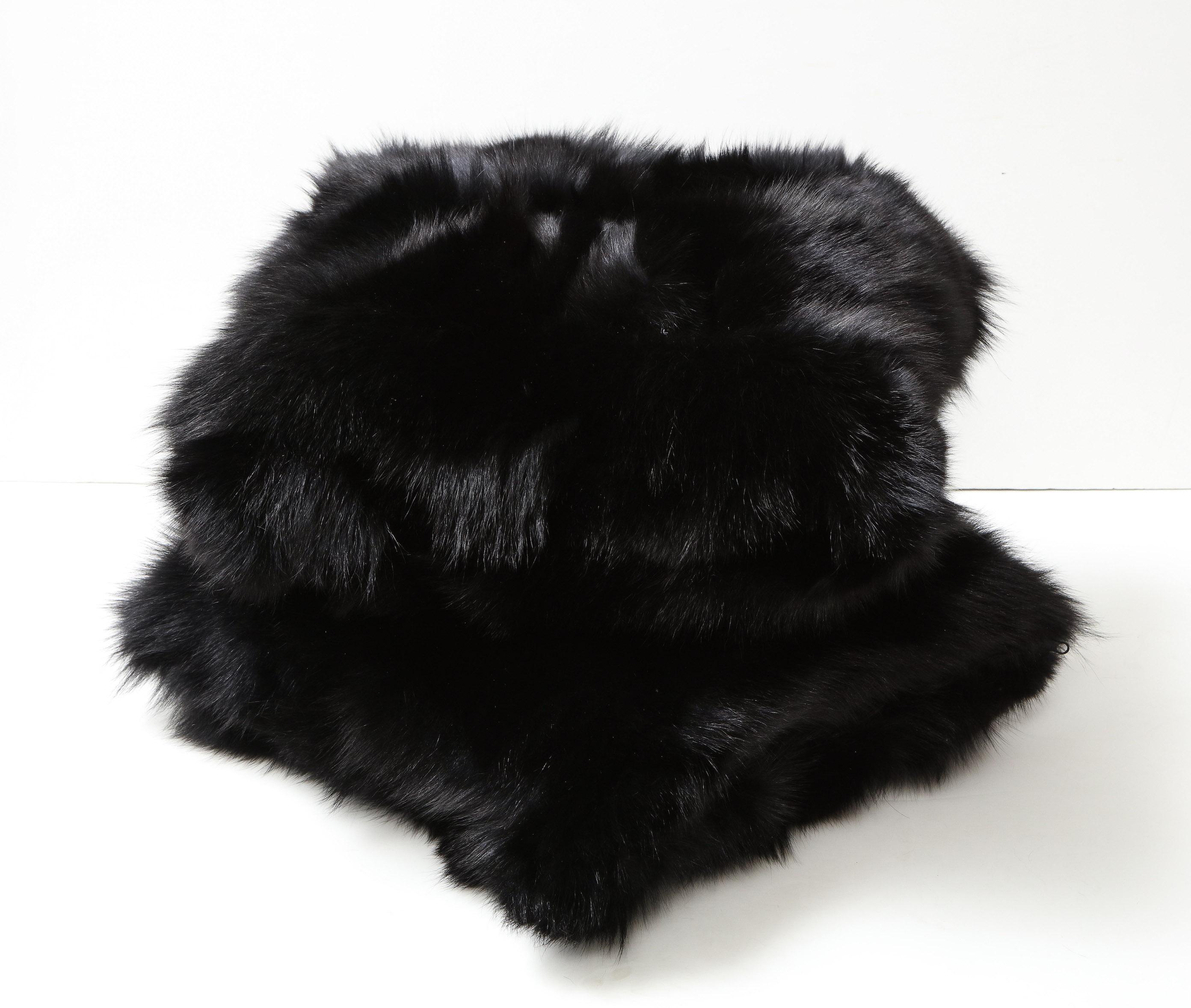 Custom Double Sided Toscana Shearling Pillow in Black Color For Sale 1