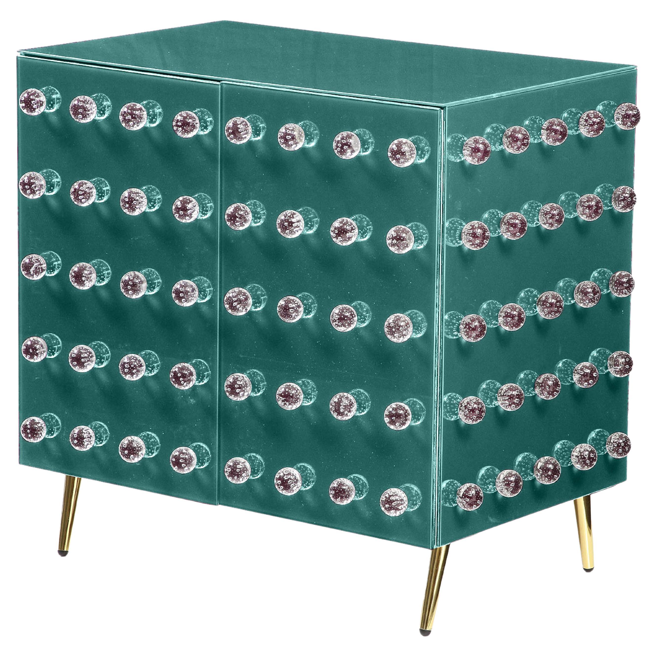 Custom Dry Bar Murano Glass Cabinet Available For Sale