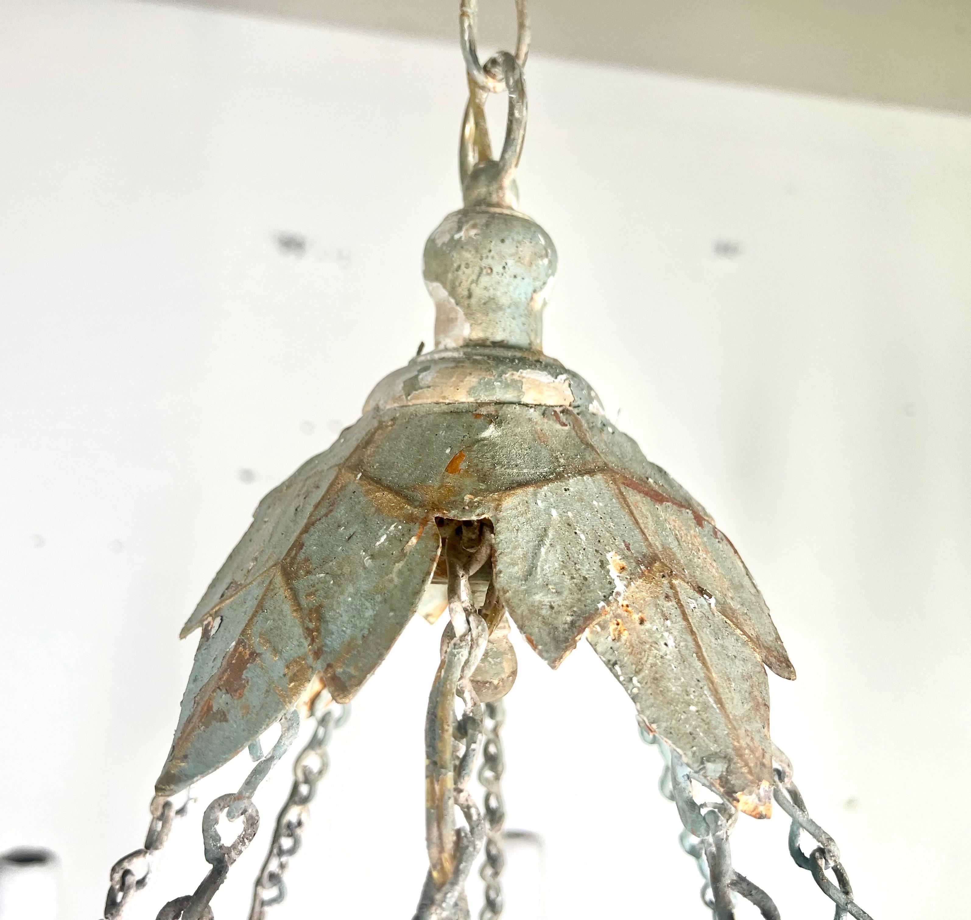 Custom Eight Light Wood & Iron Painted Chandelier by Melissa Levinson For Sale 2