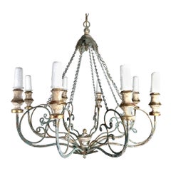 Custom Eight Light Wood 
Iron Painted Chandelier by Melissa Levinson