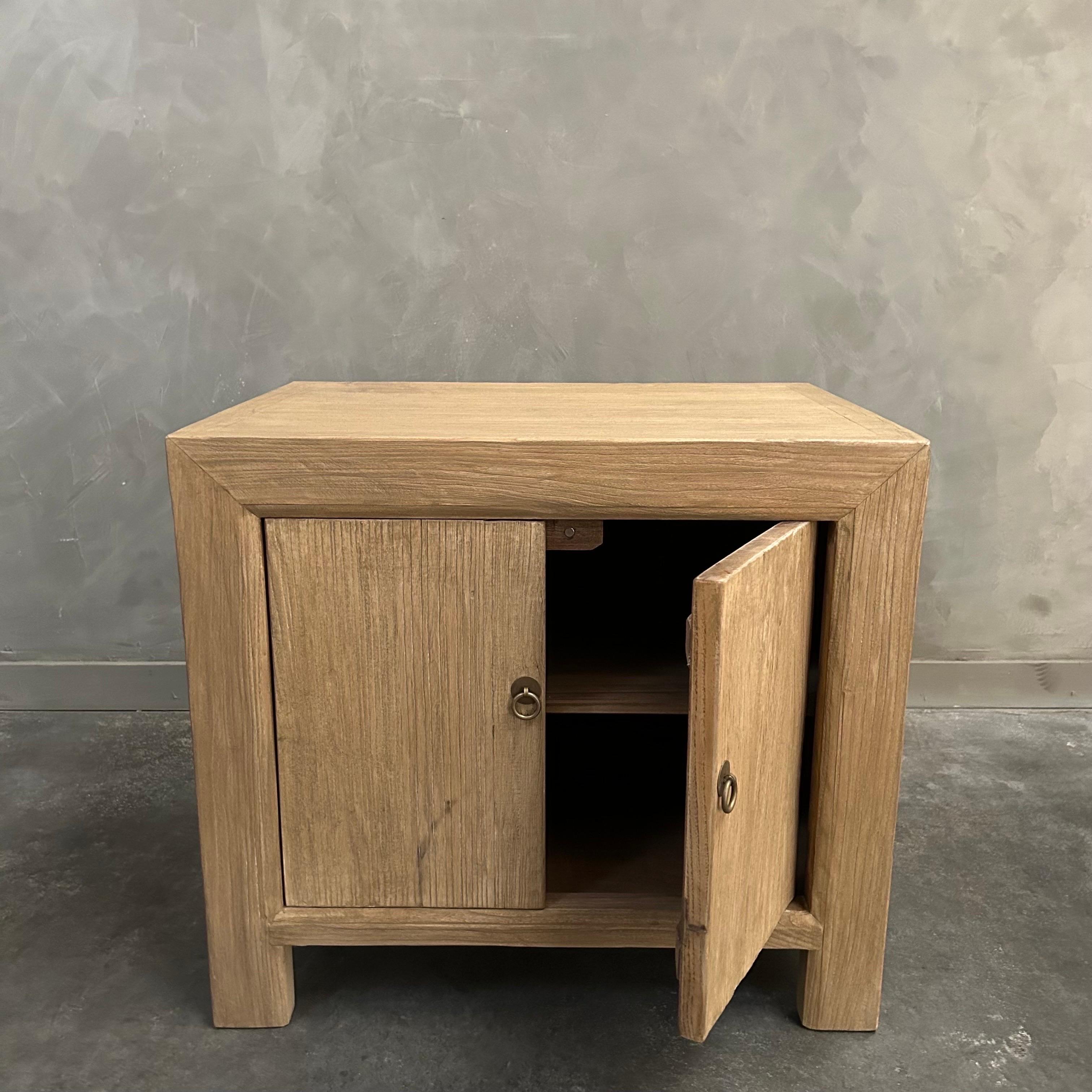 Custom Elm Wood 2 Door Night Stand or Side Table  For Sale 5