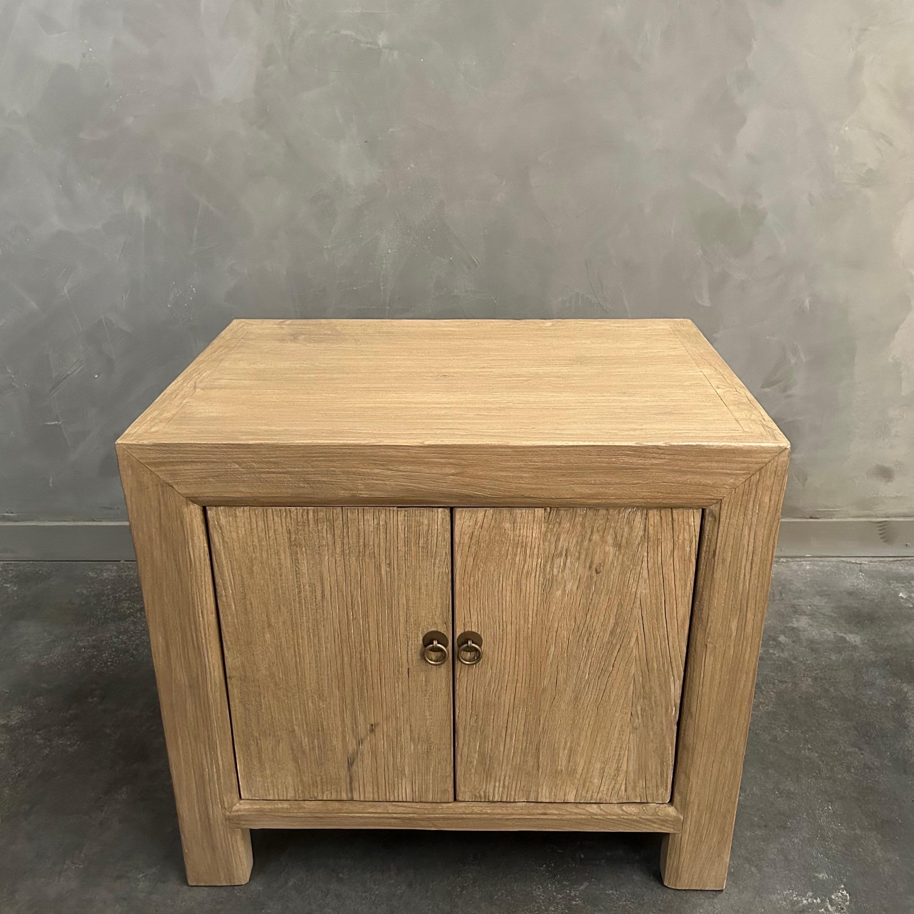 Custom Elm Wood 2 Door Night Stand or Side Table  For Sale 6
