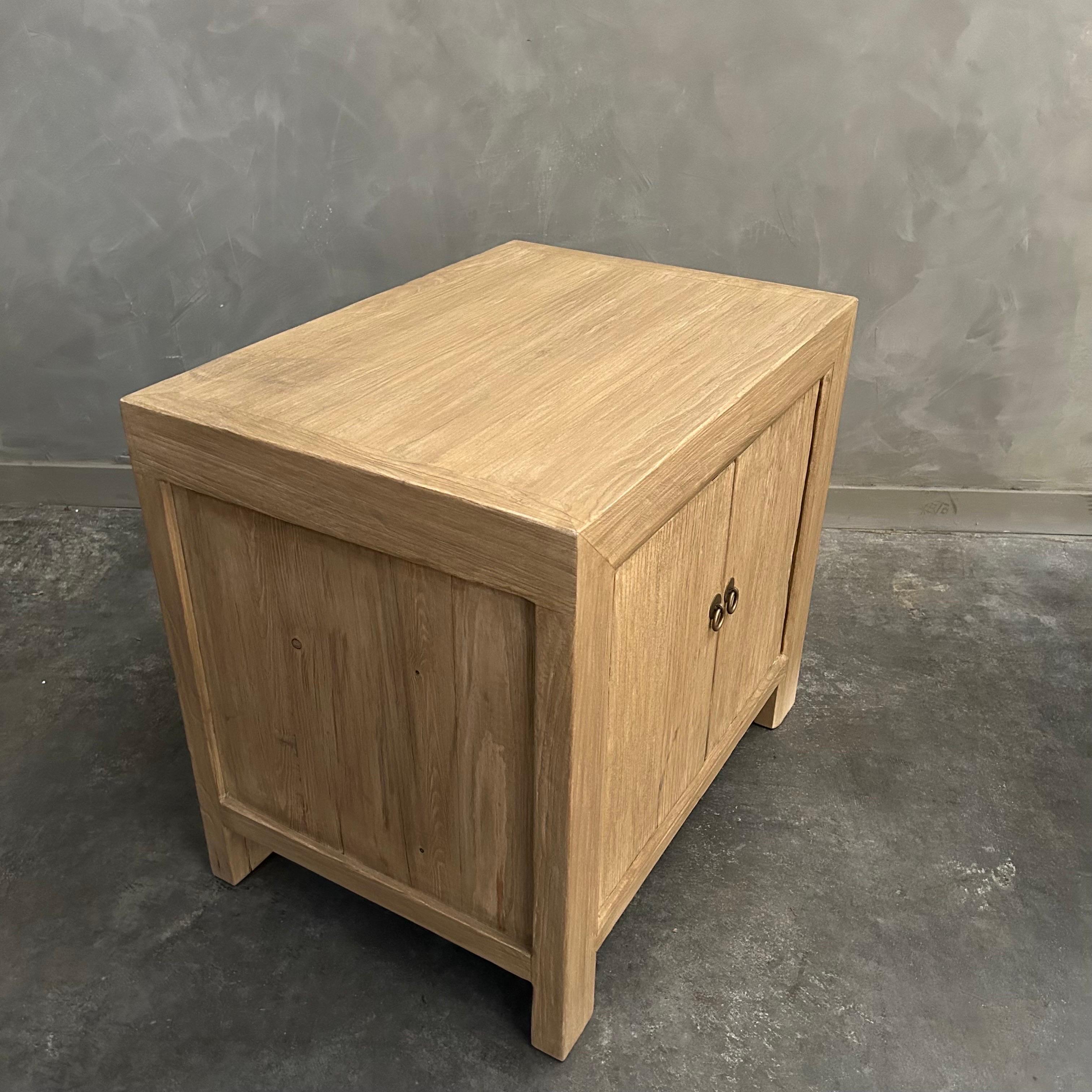 Custom Elm Wood 2 Door Night Stand or Side Table  For Sale 7