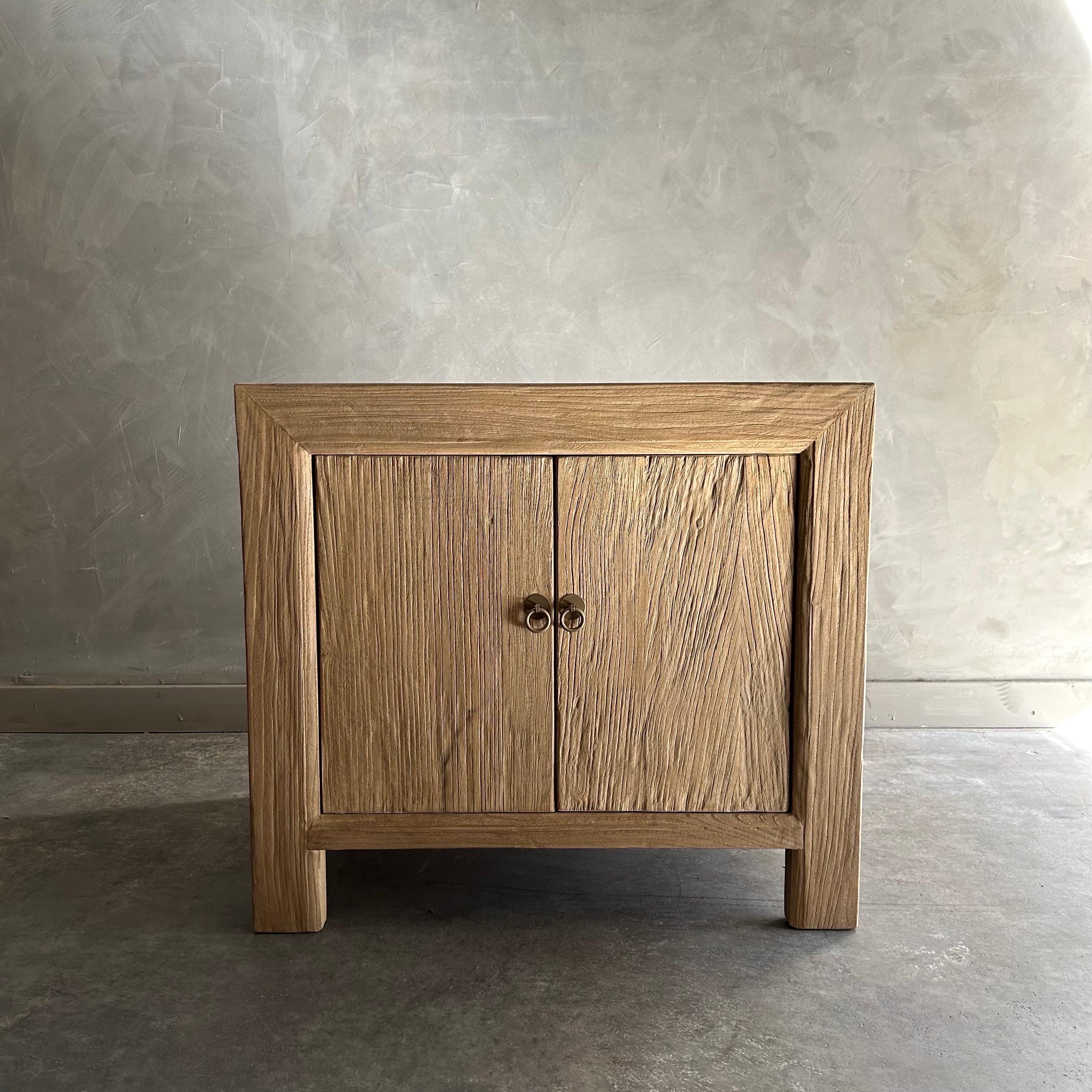 Custom Elm Wood 2 Door Night Stand or Side Table  For Sale 9