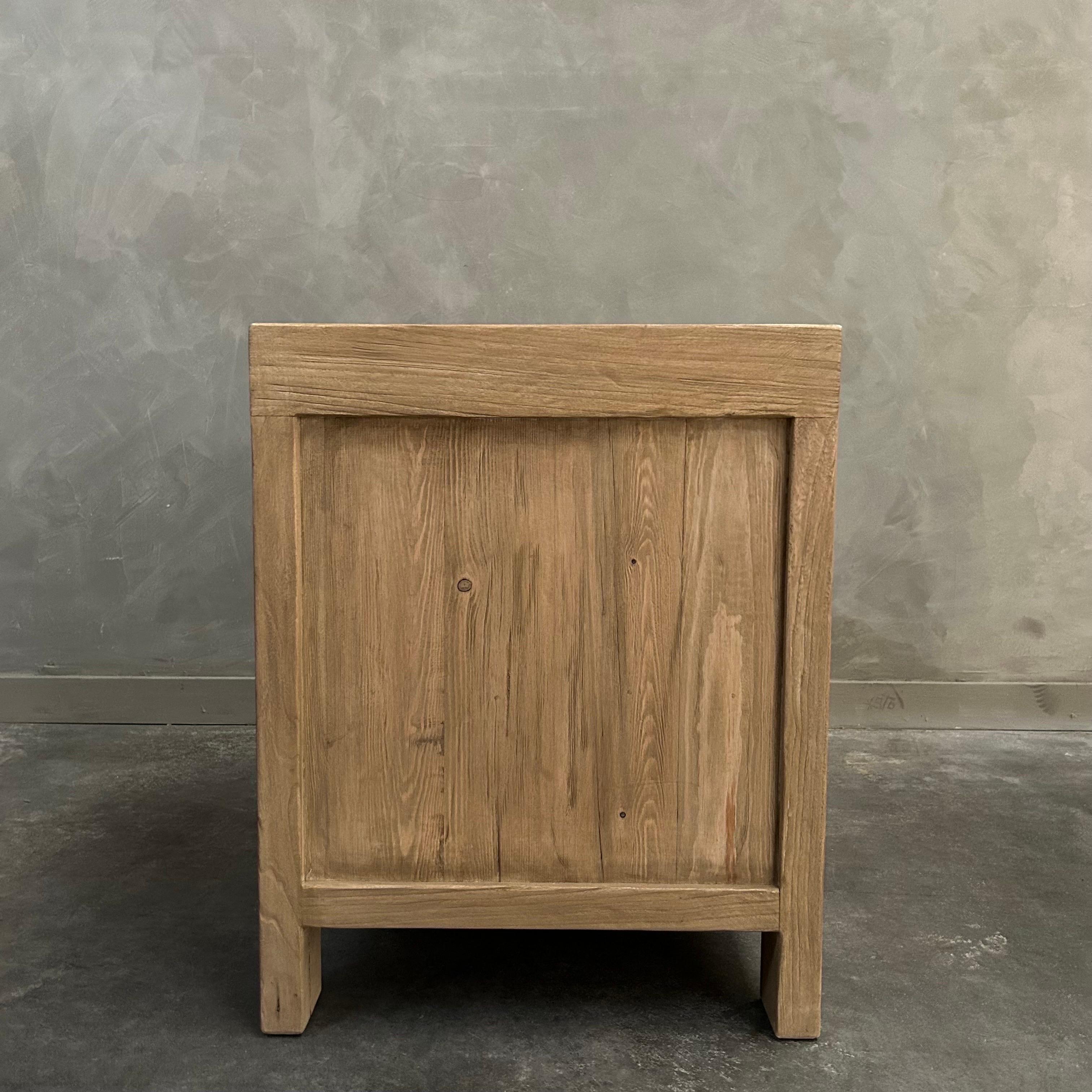 Contemporary Custom Elm Wood 2 Door Night Stand or Side Table  For Sale