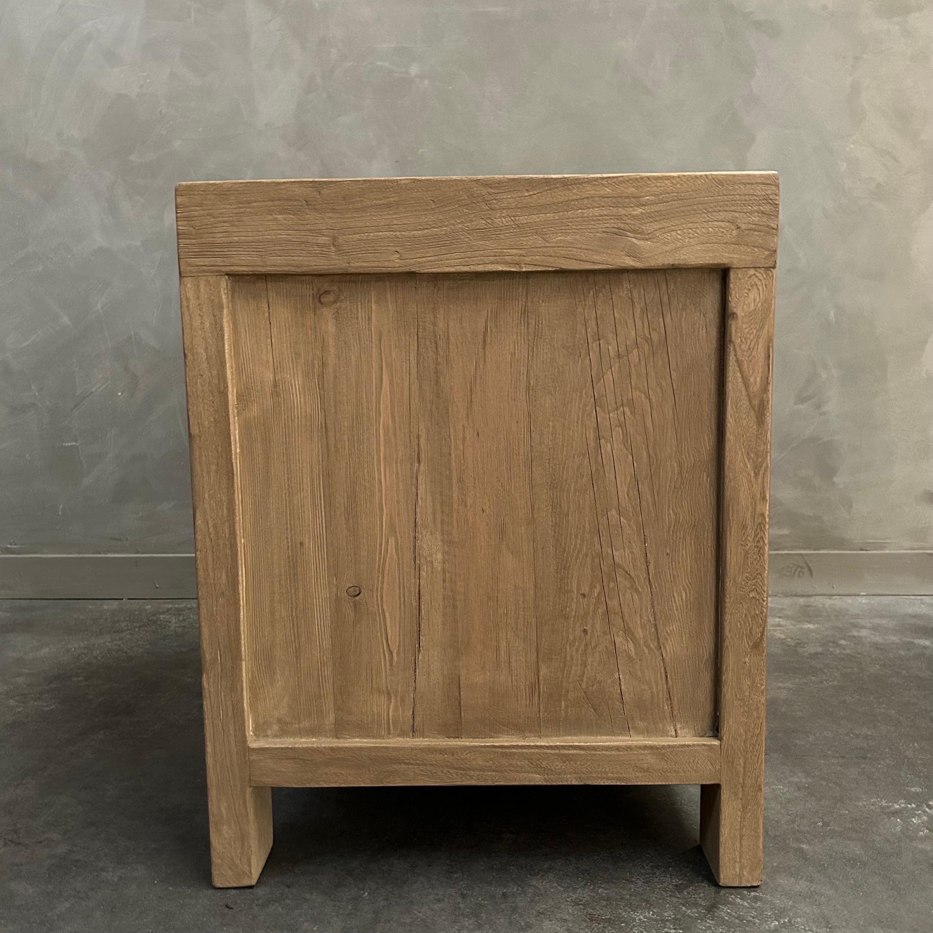 Custom Elm Wood 2 Door Night Stand or Side Table For Sale 2
