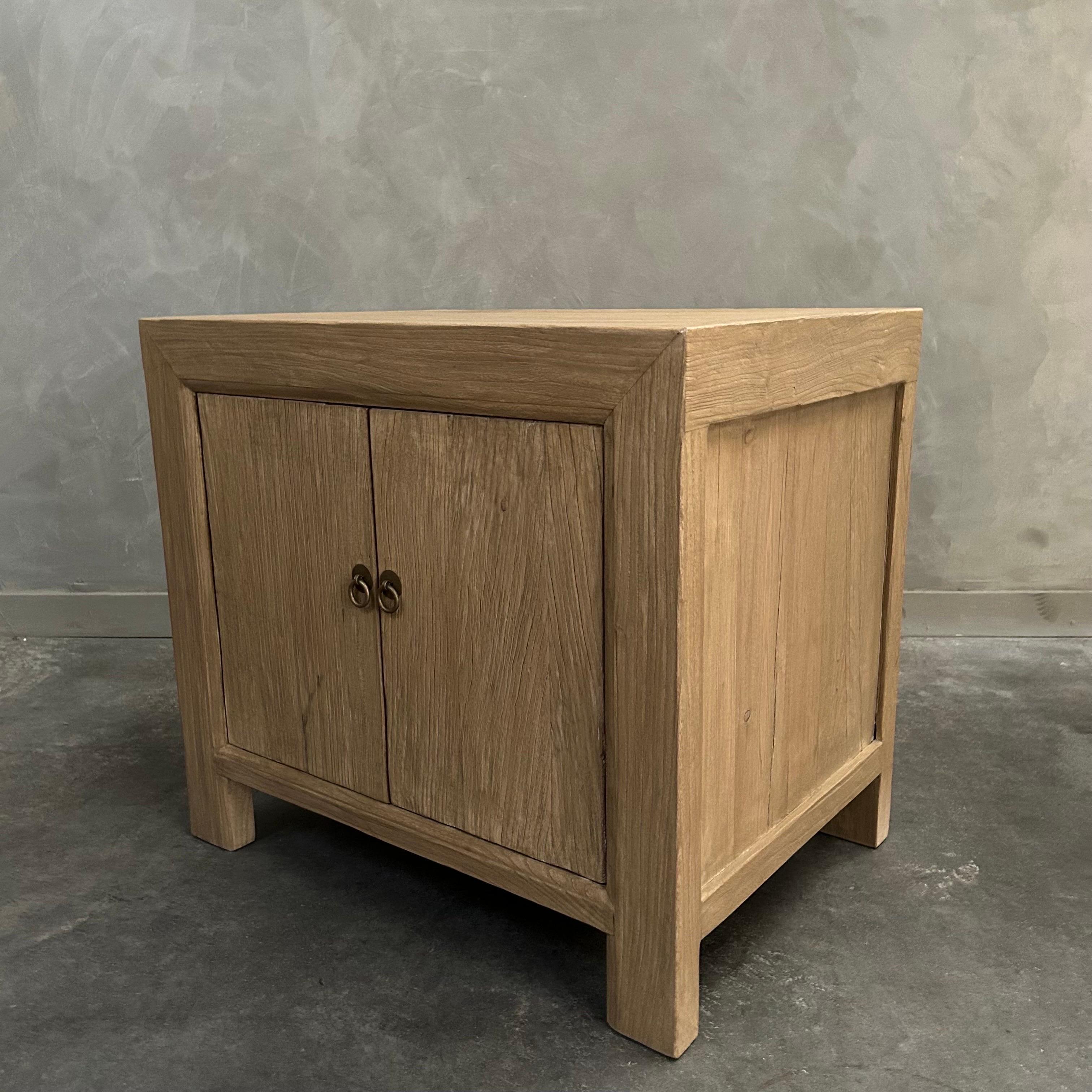 Custom Elm Wood 2 Door Night Stand or Side Table  For Sale 3