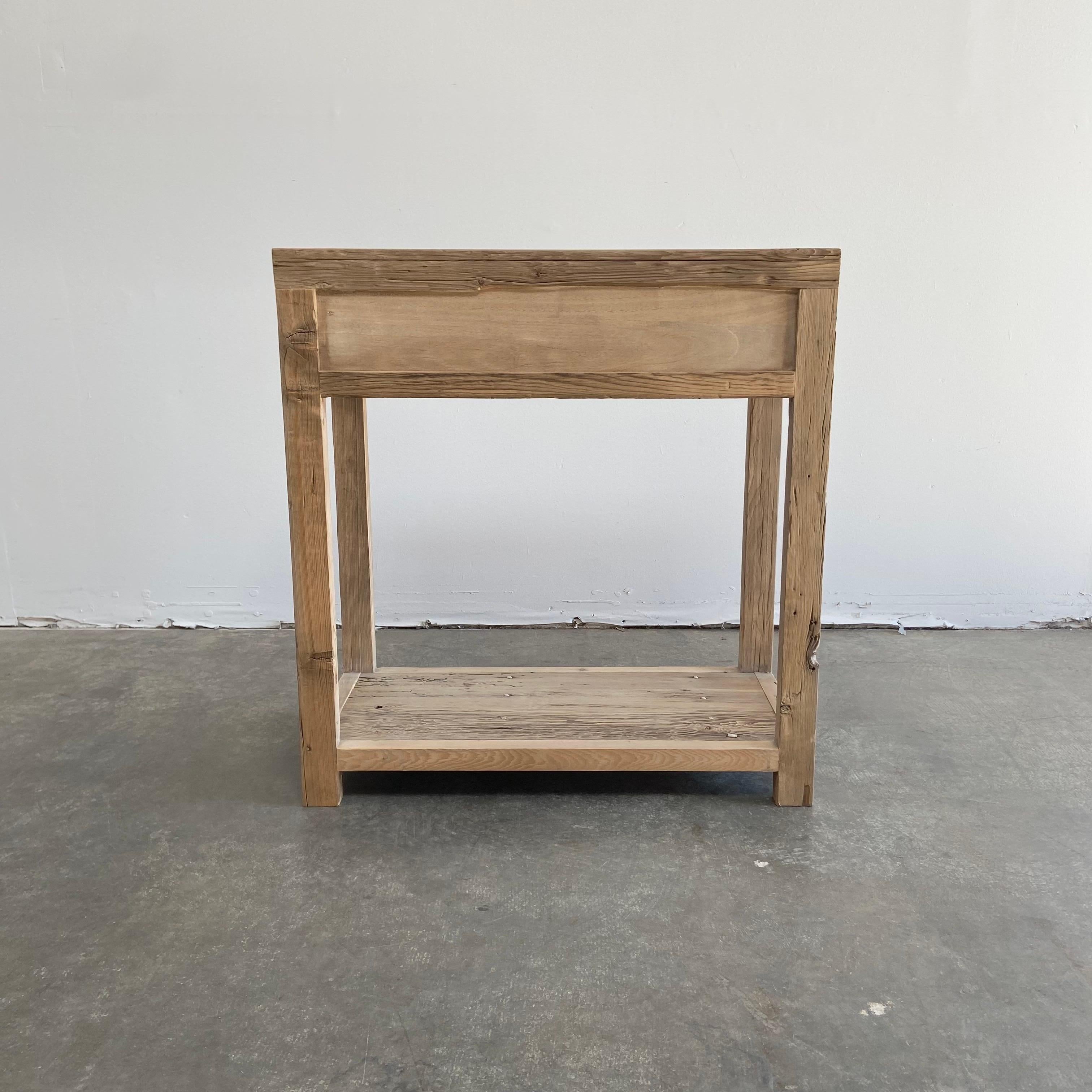 Orme Table console à 2 tiroirs en bois d'orme personnalisée avec tiroirs en vente
