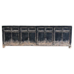 Custom Elm Wood Cabinet or Console in Black Distressed Finish