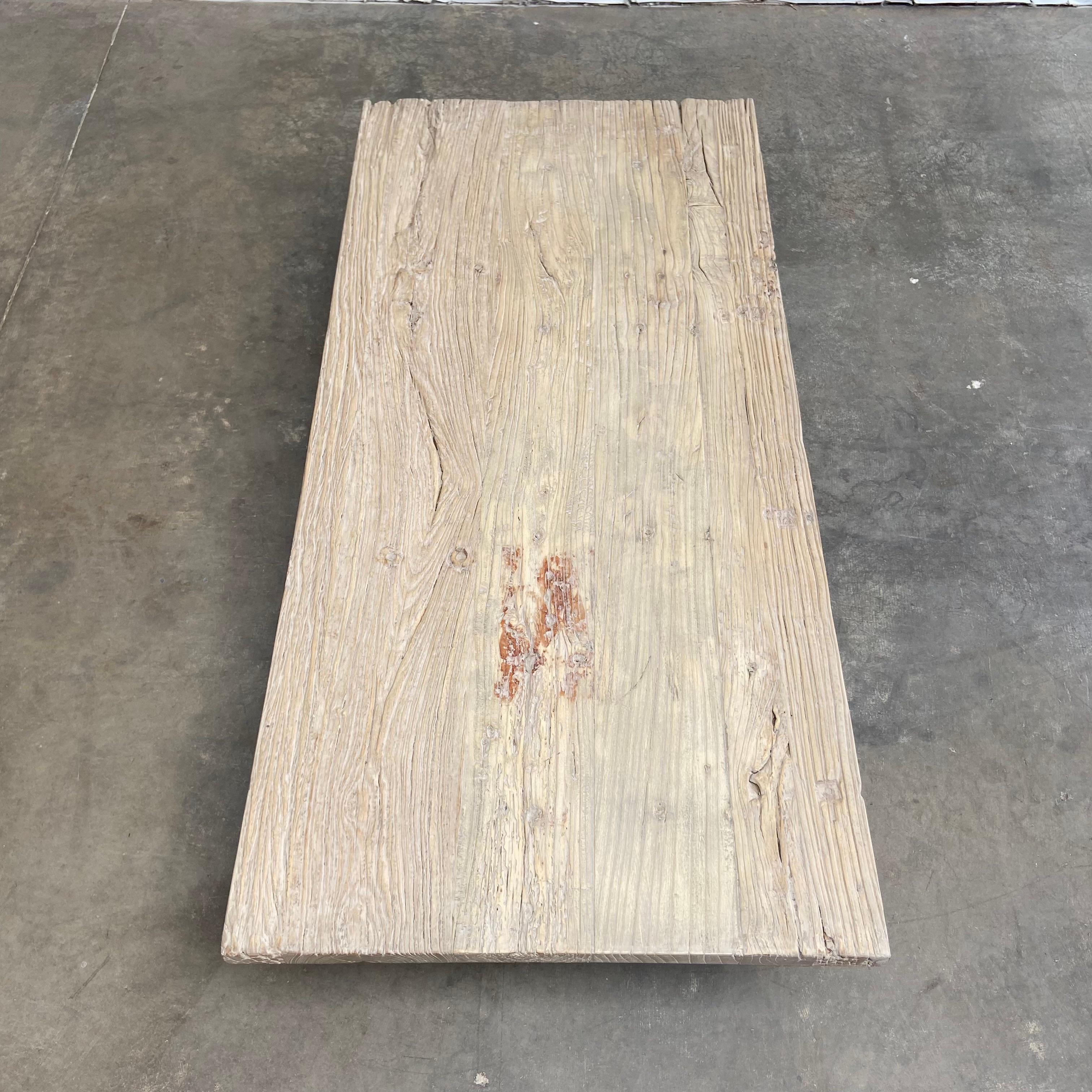 Contemporary Custom Elm Wood Coffee Table in Natural Finish