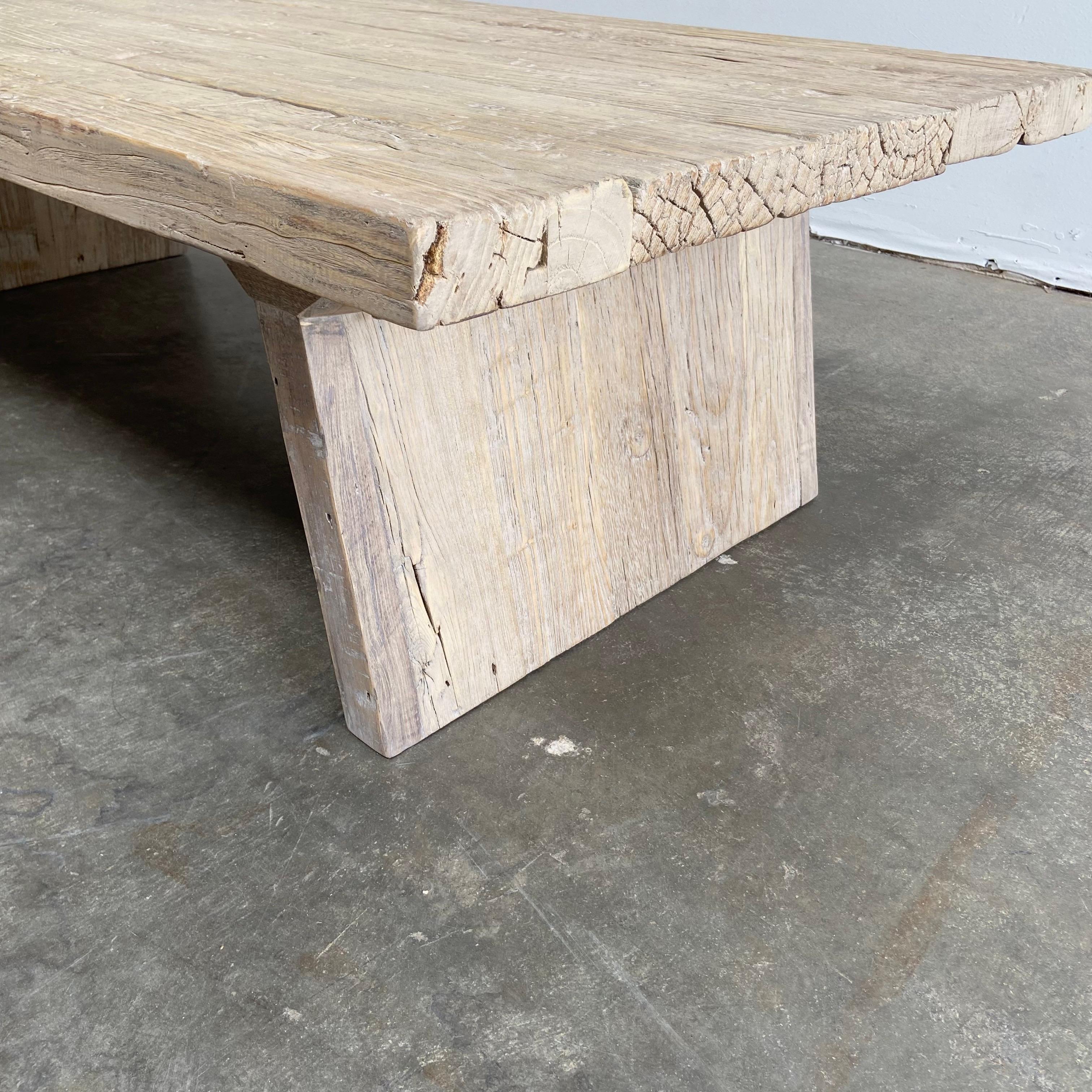 Custom Elm Wood Coffee Table in Natural Finish 2