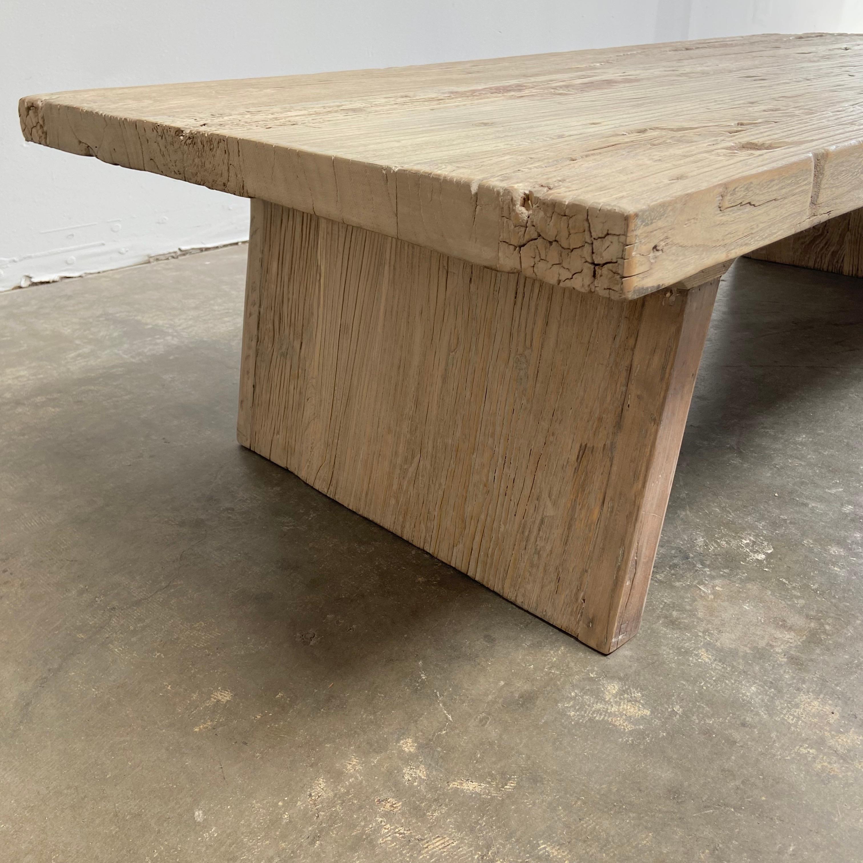 Custom Elm Wood Coffee Table in Natural Finish 3