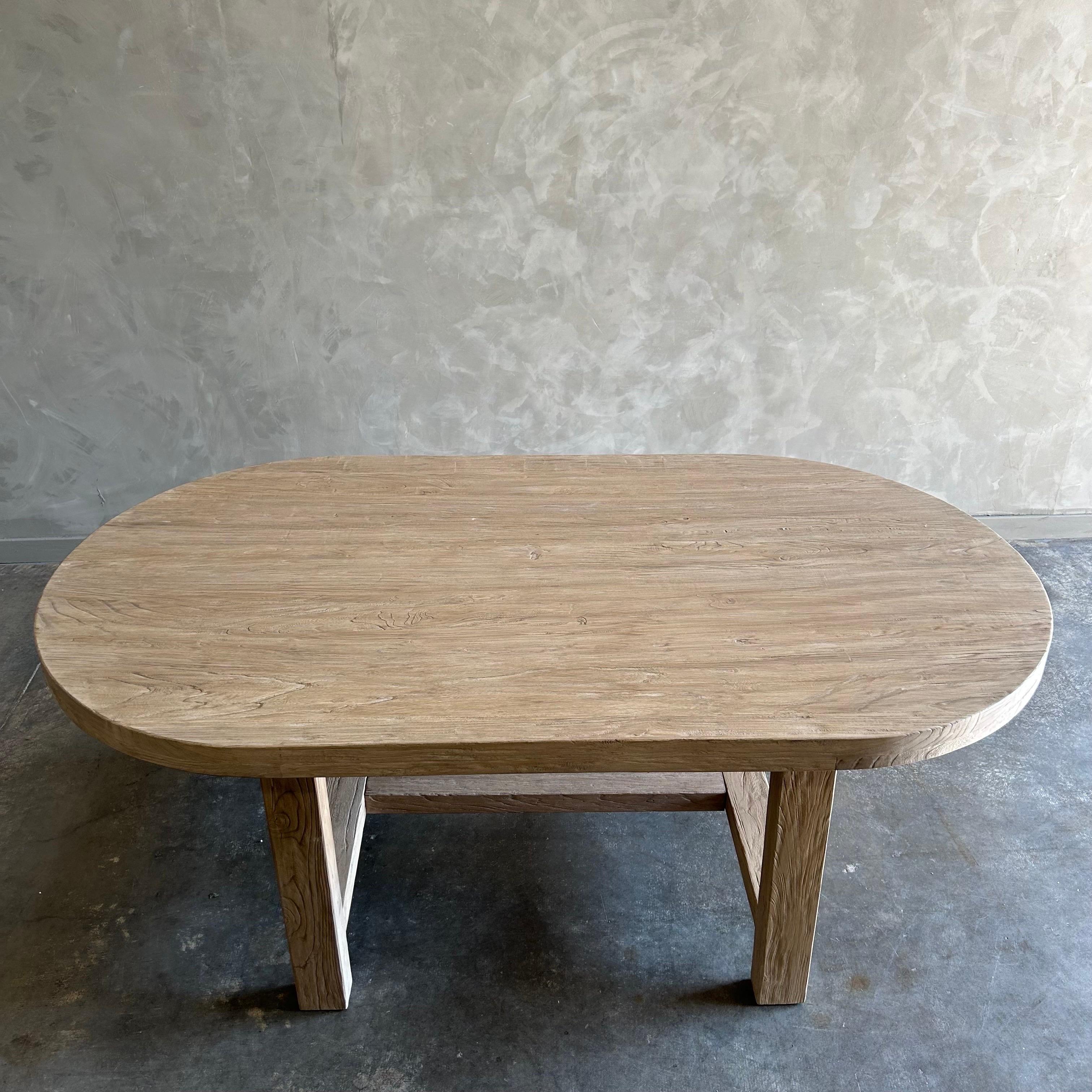 Custom Elm Wood Harvest Oval Dining Table  For Sale 5