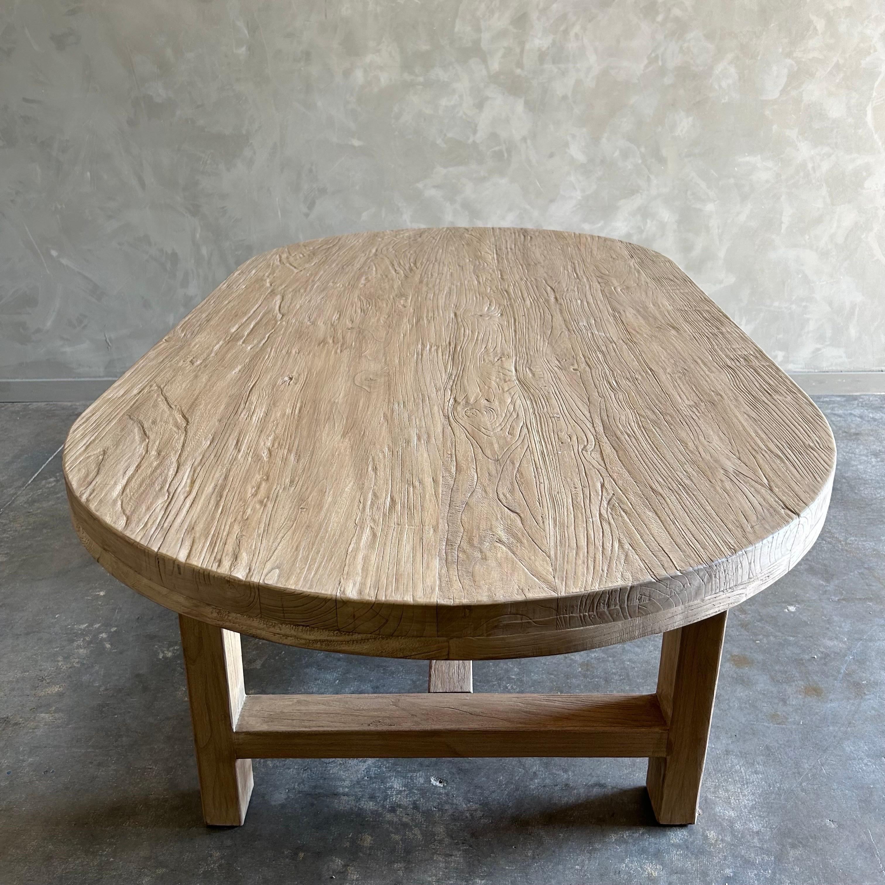 Custom Elm Wood Harvest Oval Dining Table  For Sale 1