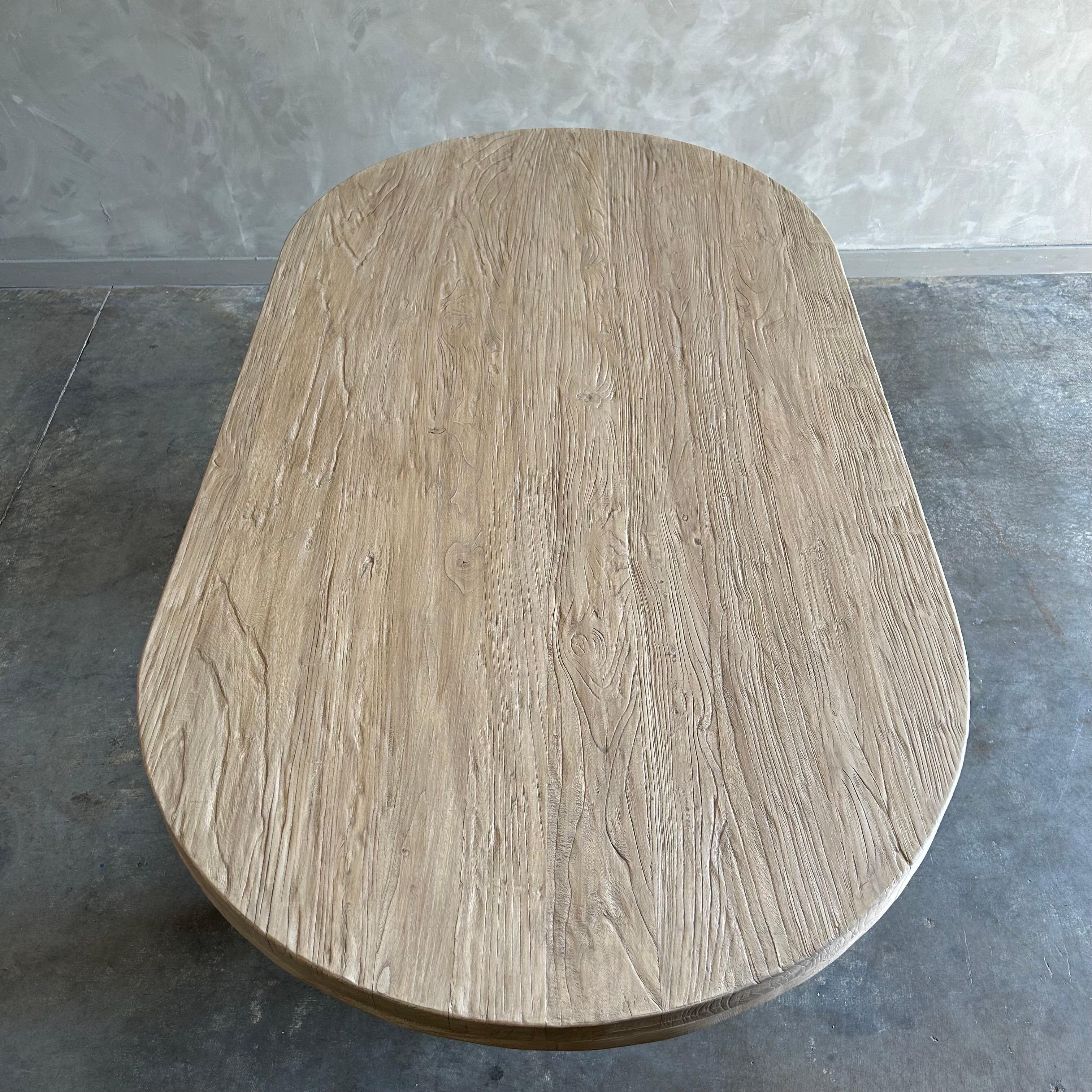 Custom Elm Wood Harvest Oval Dining Table  For Sale 2