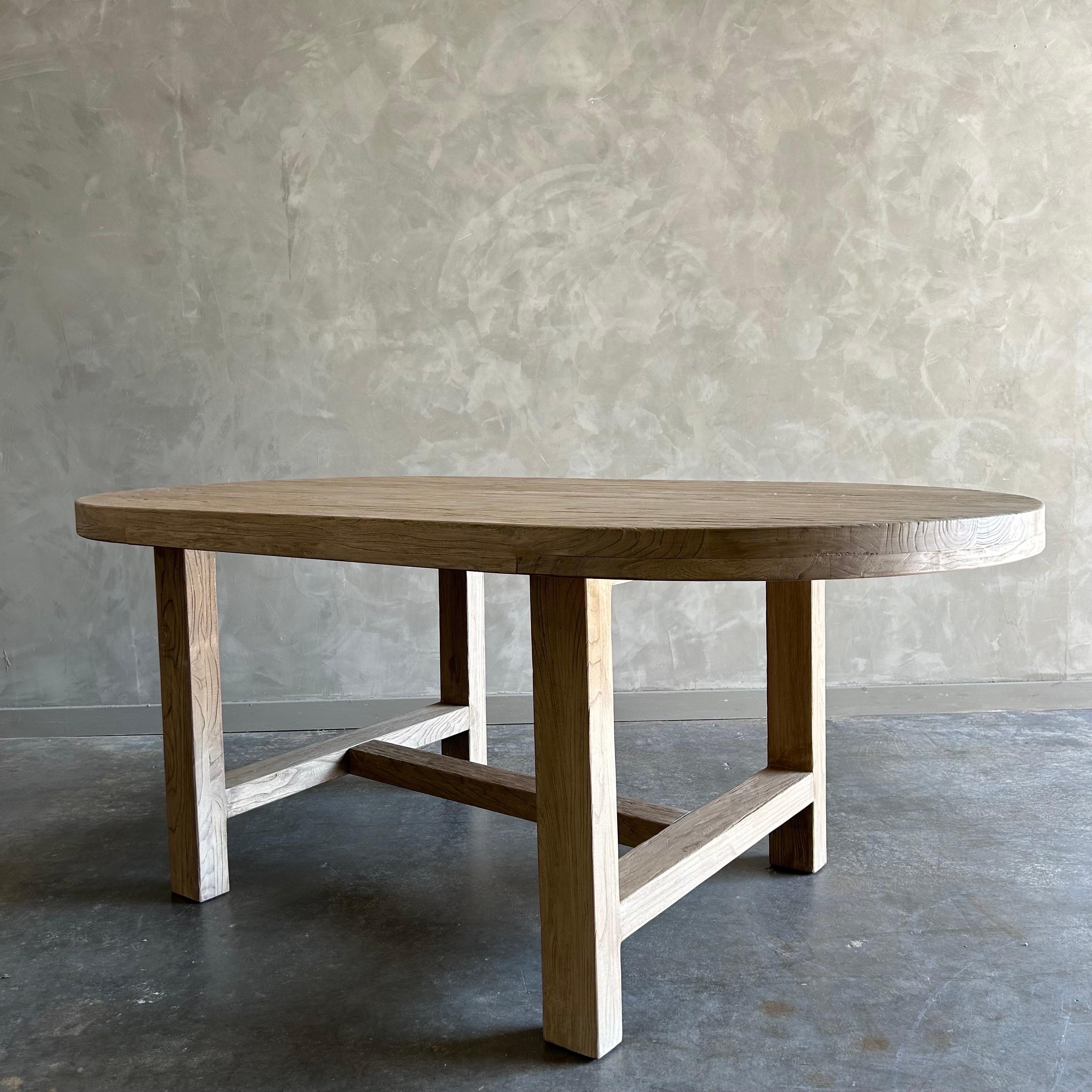 Custom Elm Wood Harvest Oval Dining Table  For Sale 3