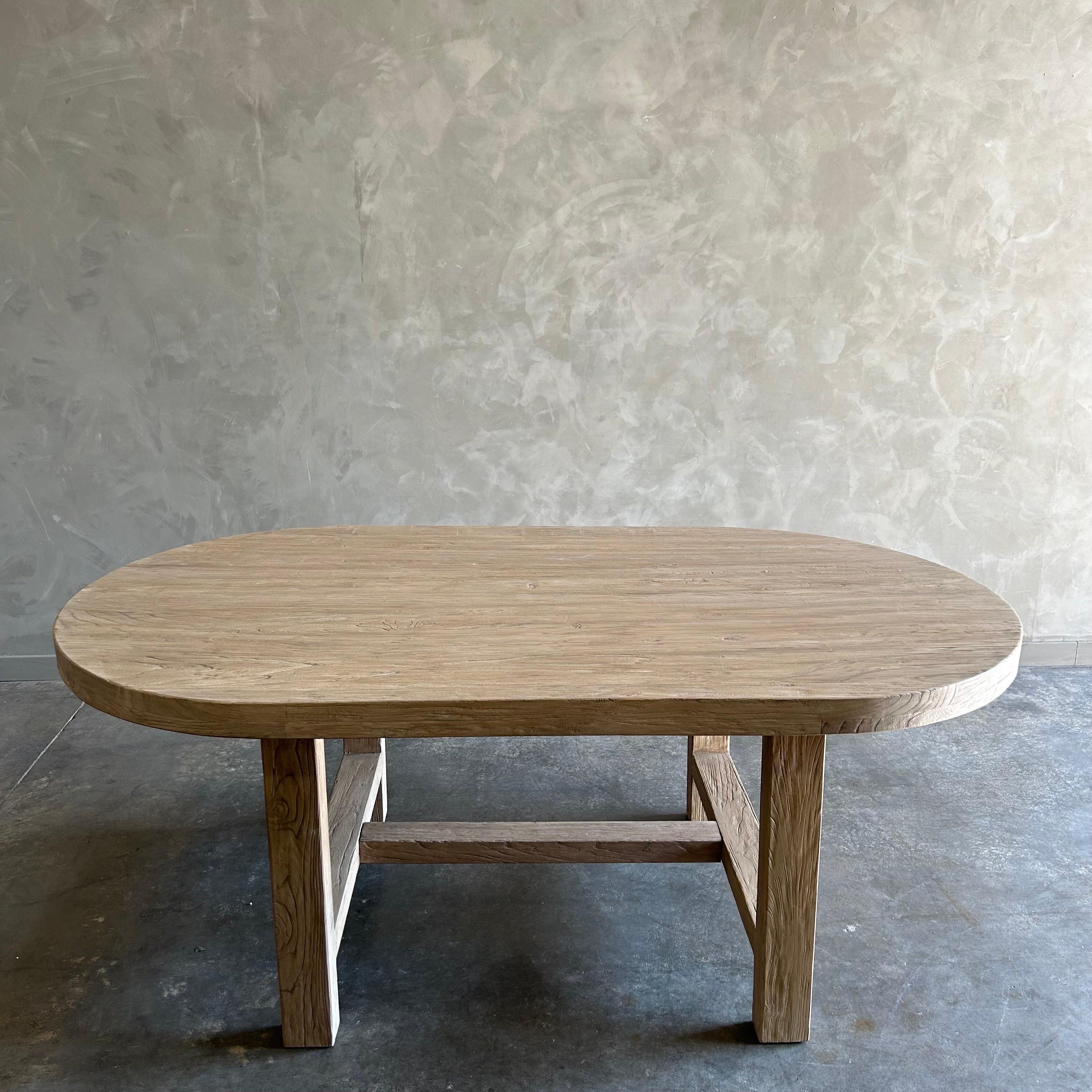 Custom Elm Wood Harvest Oval Dining Table  For Sale 4