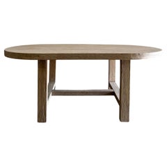 Custom Elm Wood Harvest Oval Dining Table 