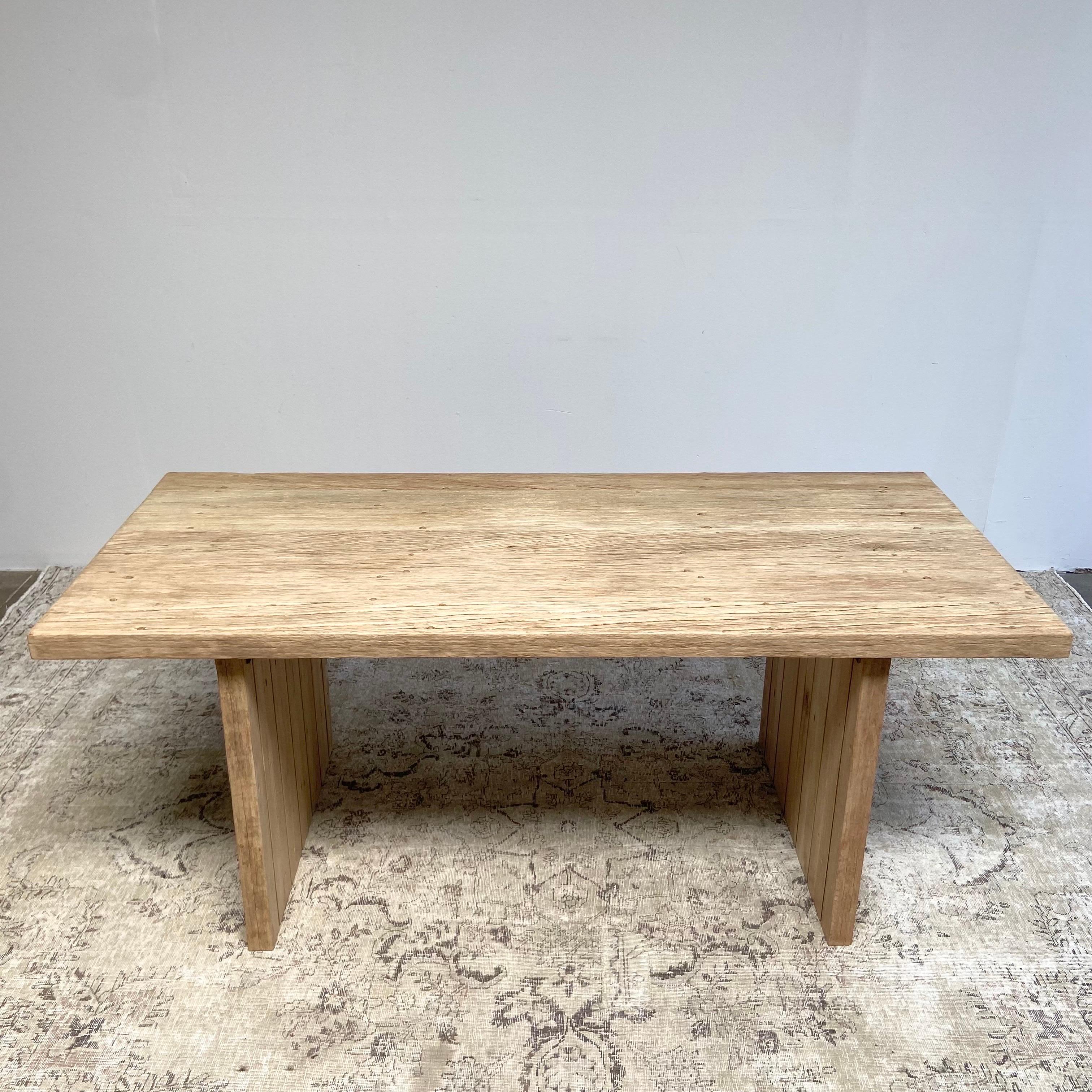 Custom made elm wood dining table made from reclaimed timbers.
We were only able to get enough select antique wood to create this beautiful table and a few others.
This table size: 72”w x 32”d x 30”h
Has a clear matte/satin finish to protect the