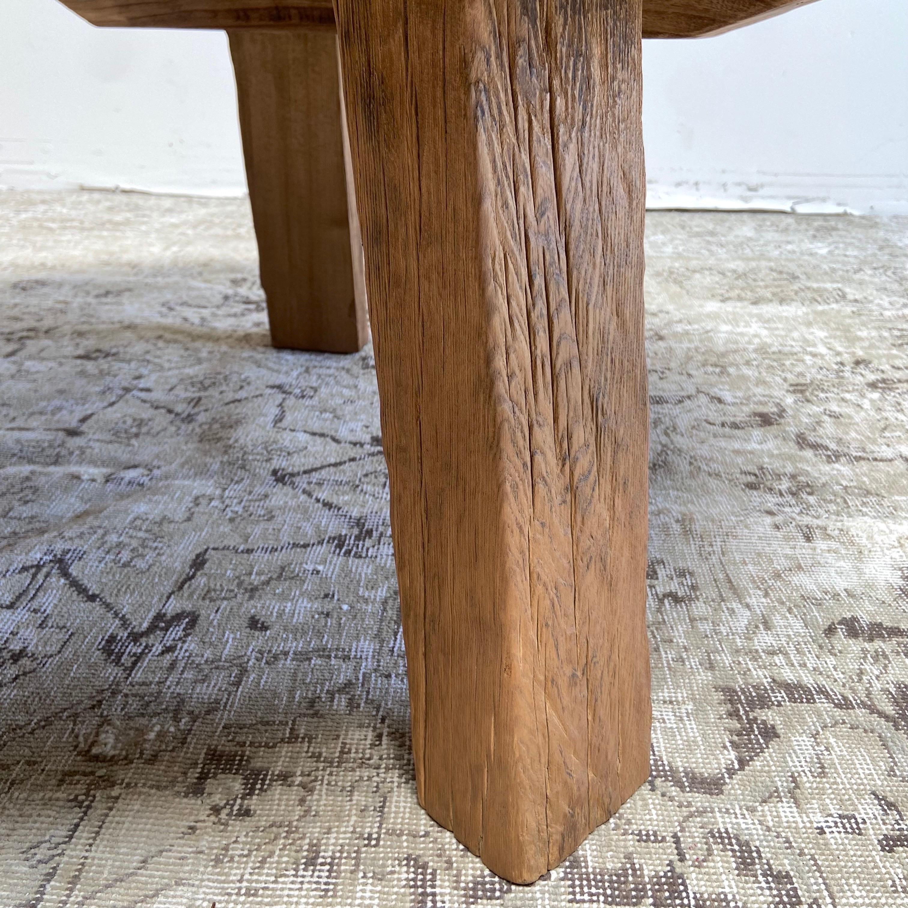 Custom Elm Wood Round Tri - Leg Coffee Table 4