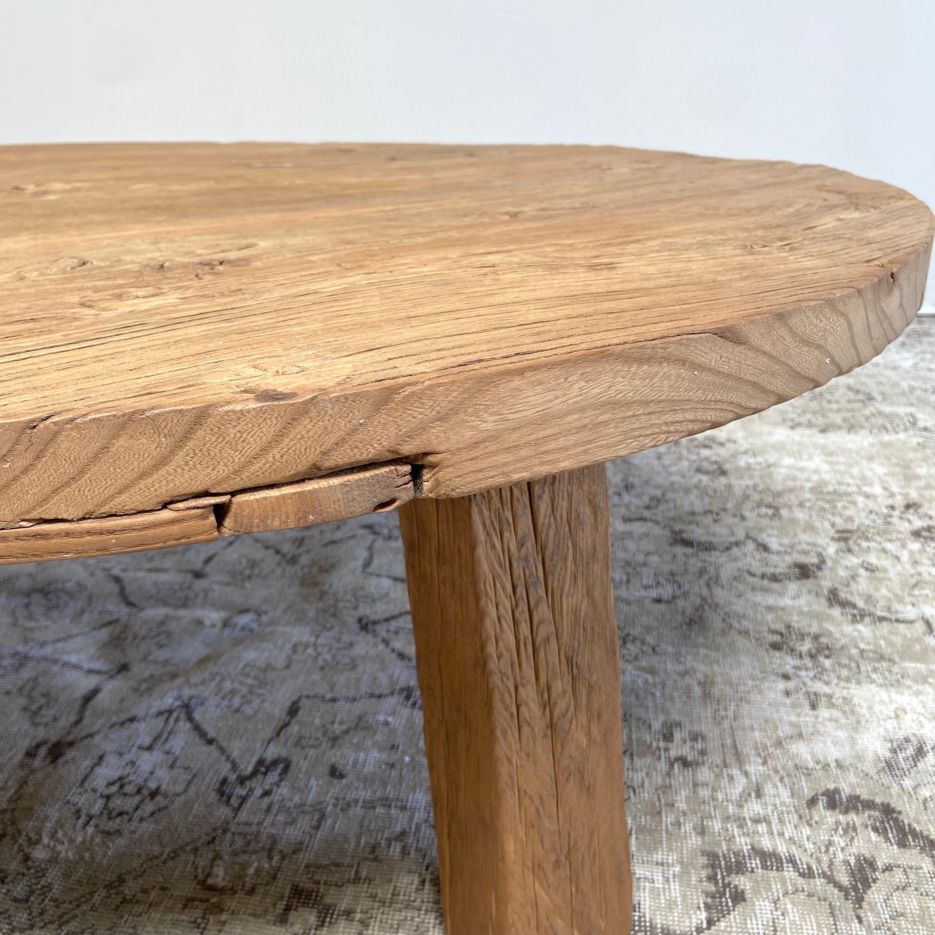 Custom Elm Wood Round Tri - Leg Coffee Table 5
