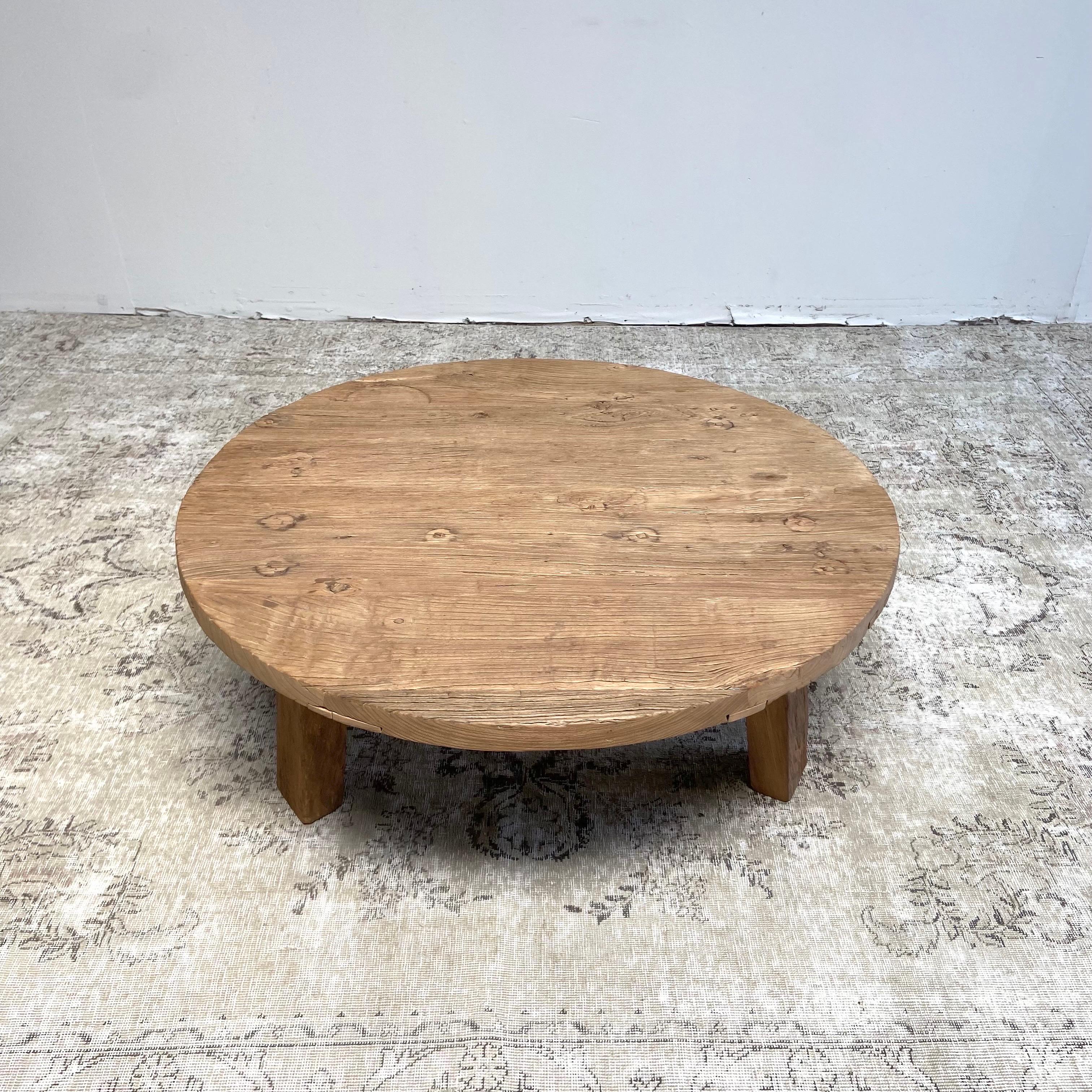 Custom made by bloom home inc elm wood round coffee table with approximately 2