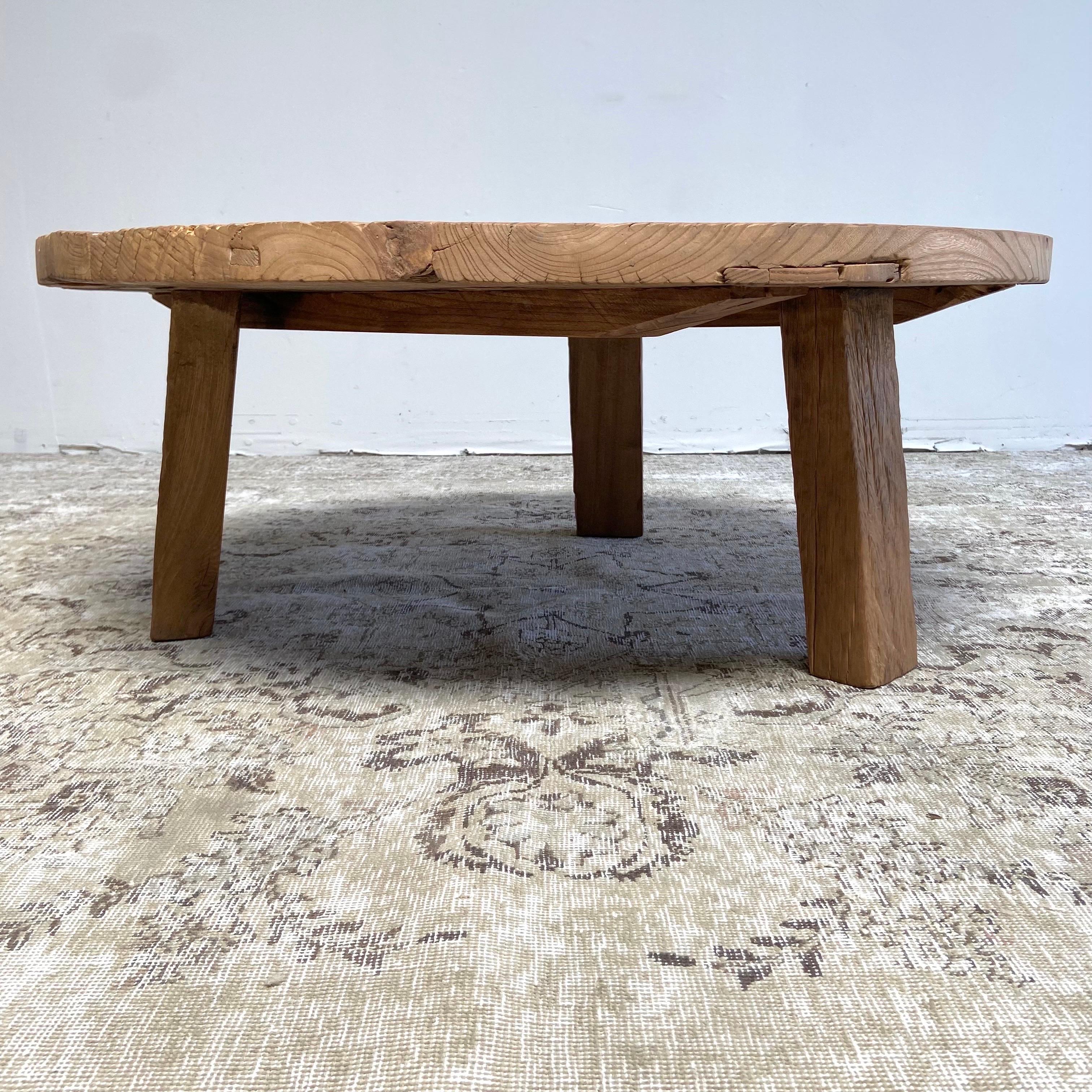 Custom Elm Wood Round Tri - Leg Coffee Table 3