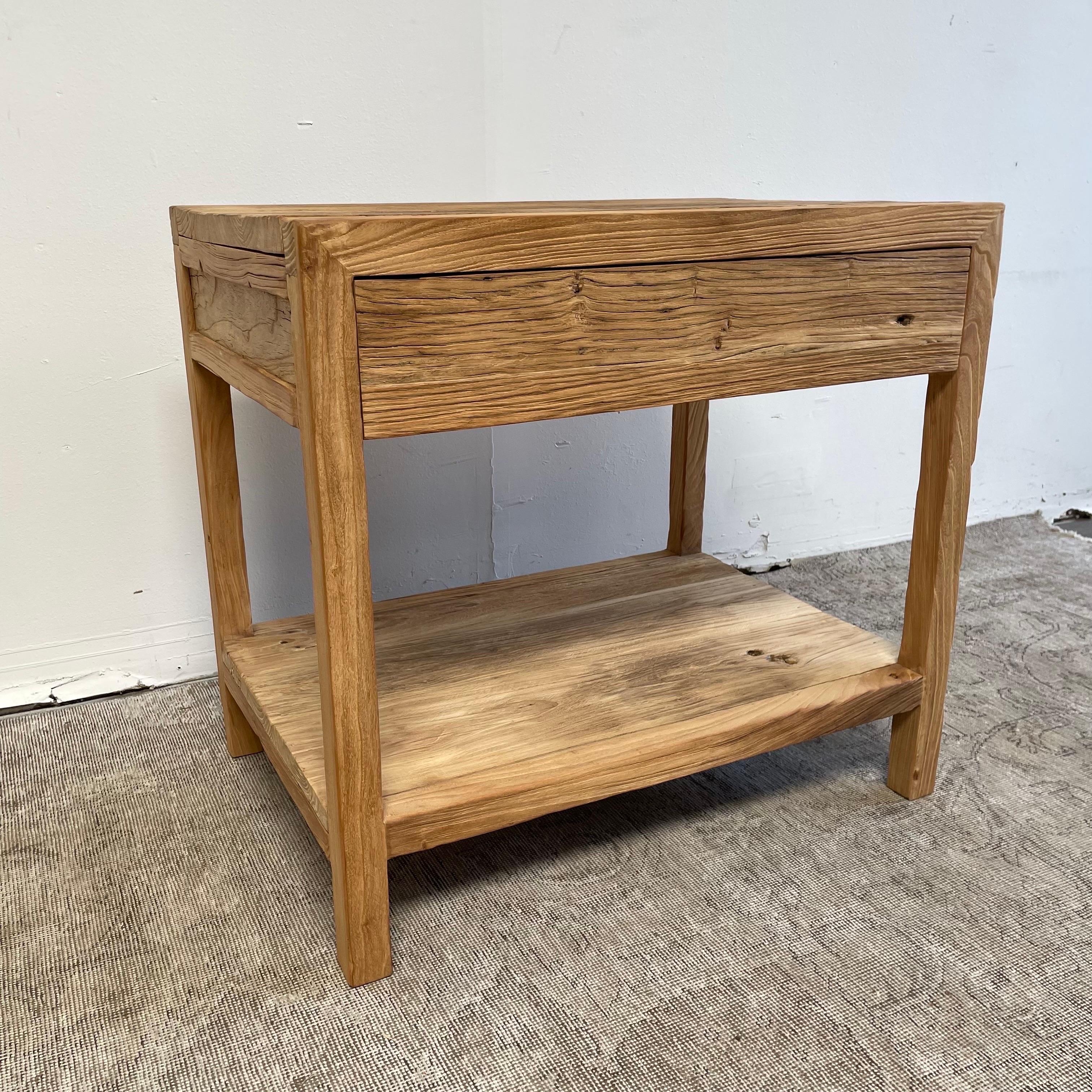 elm wood bedside table