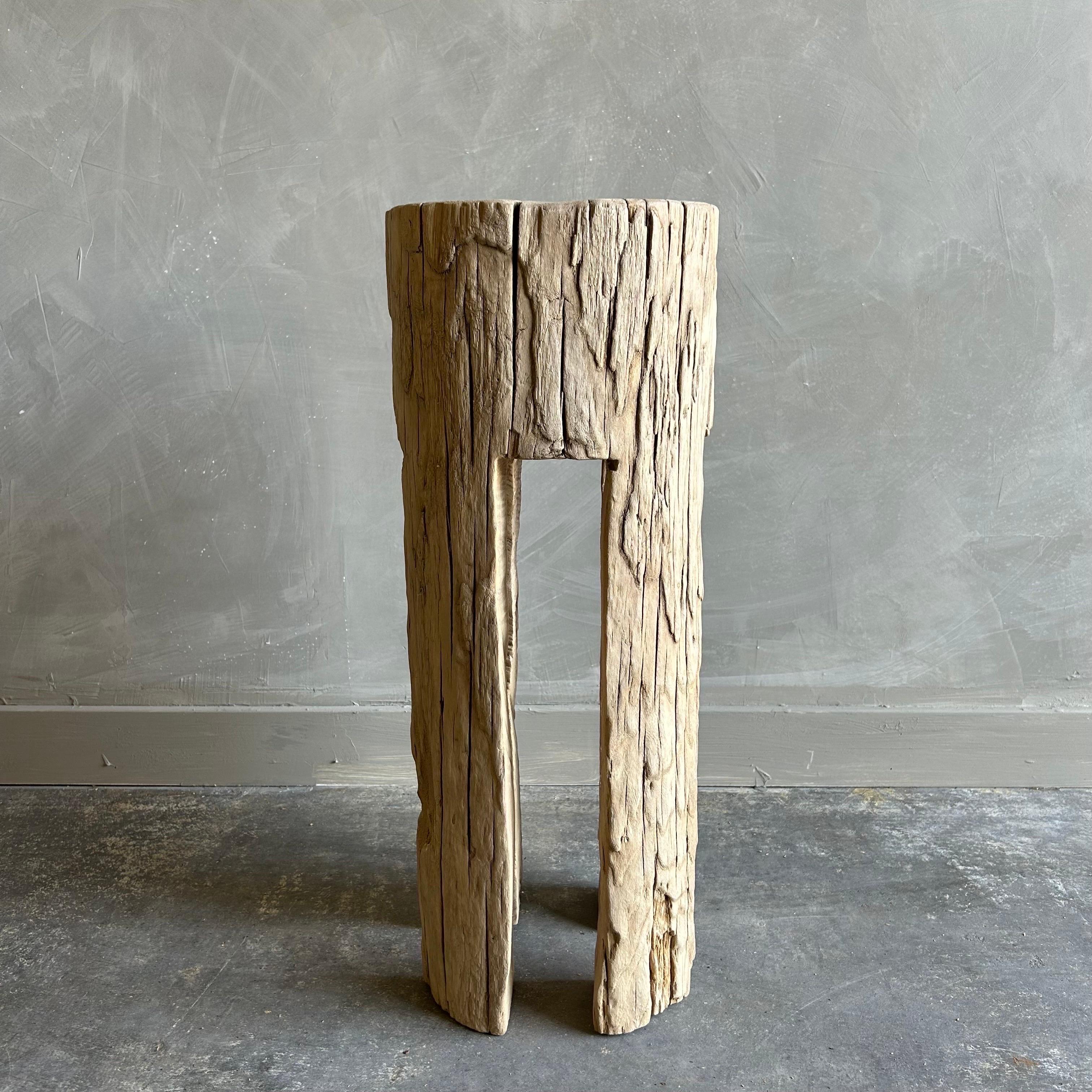 Organic Modern Custom Elm Wood Stump Side Table or Drink Table For Sale
